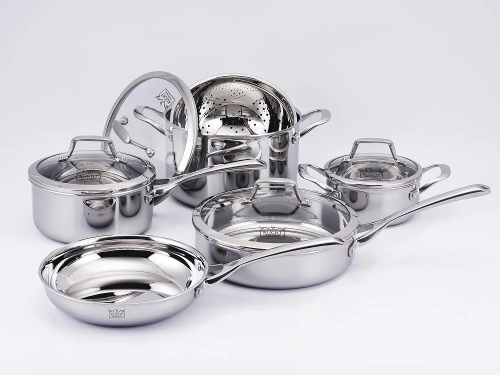Kucht K16020 10-Piece Cookware Set 23-in Stainless Steel Cookware Set with Lid(s) Included