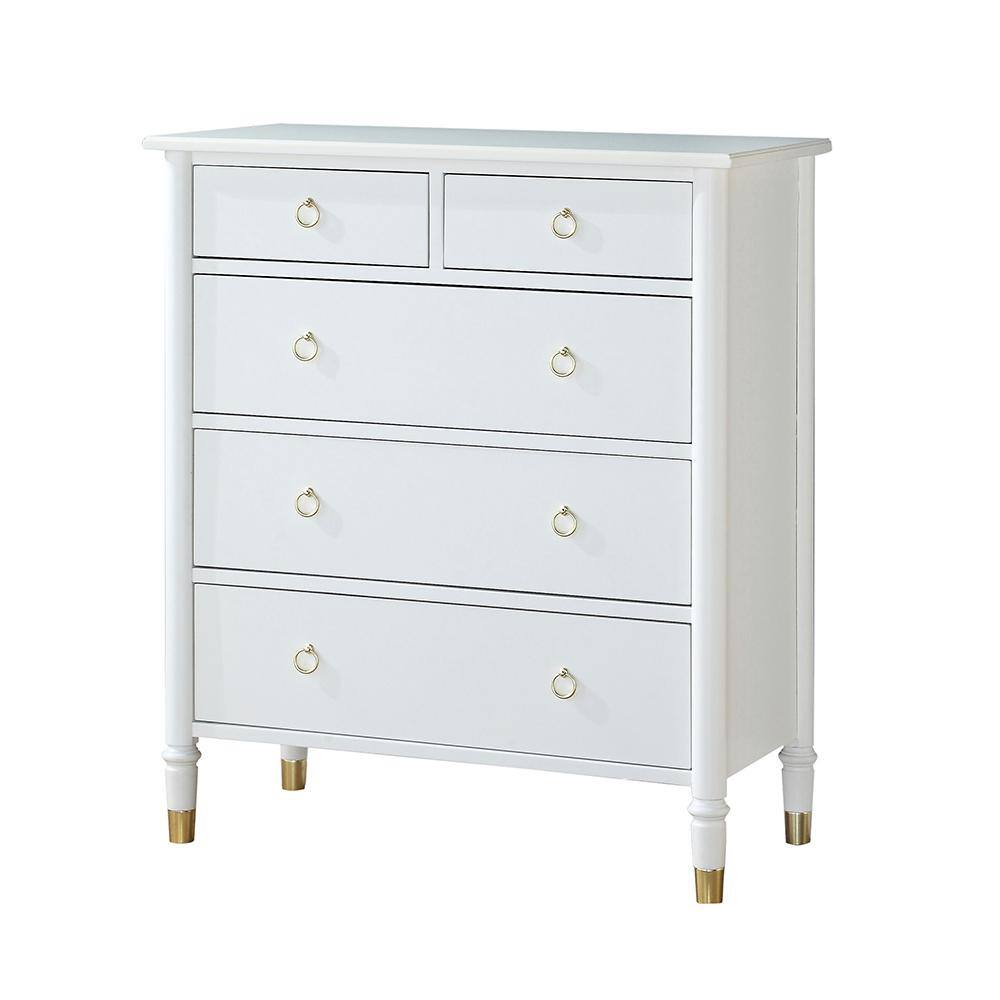 Unbranded  Jillian 5-Drawer White Chest of Drawers