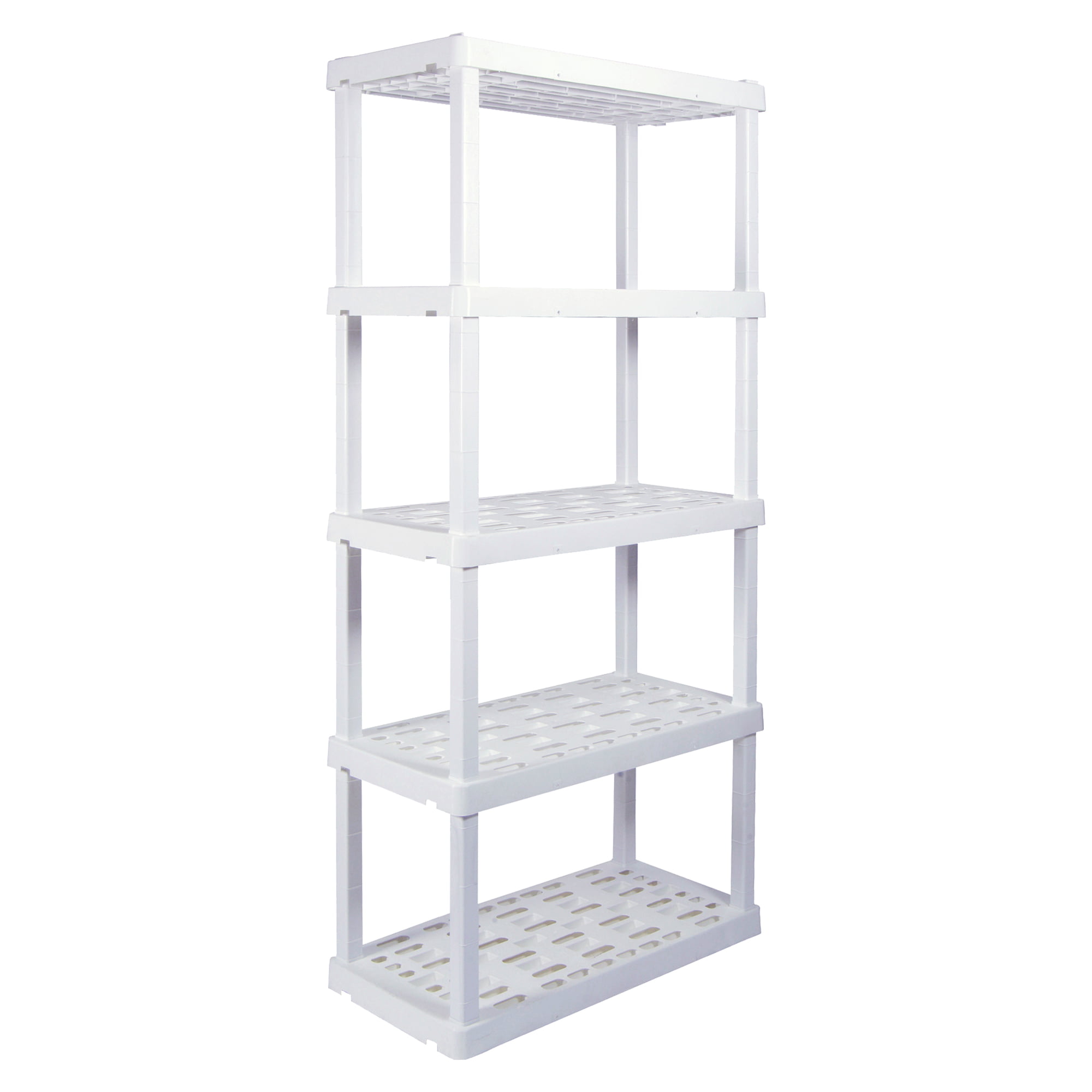 Hyper Tough 74″ H x 18″ D x 36″ W 5 Shelf Plastic Garage Shelves. Storage Shelving. White 750 lbs Capacity
