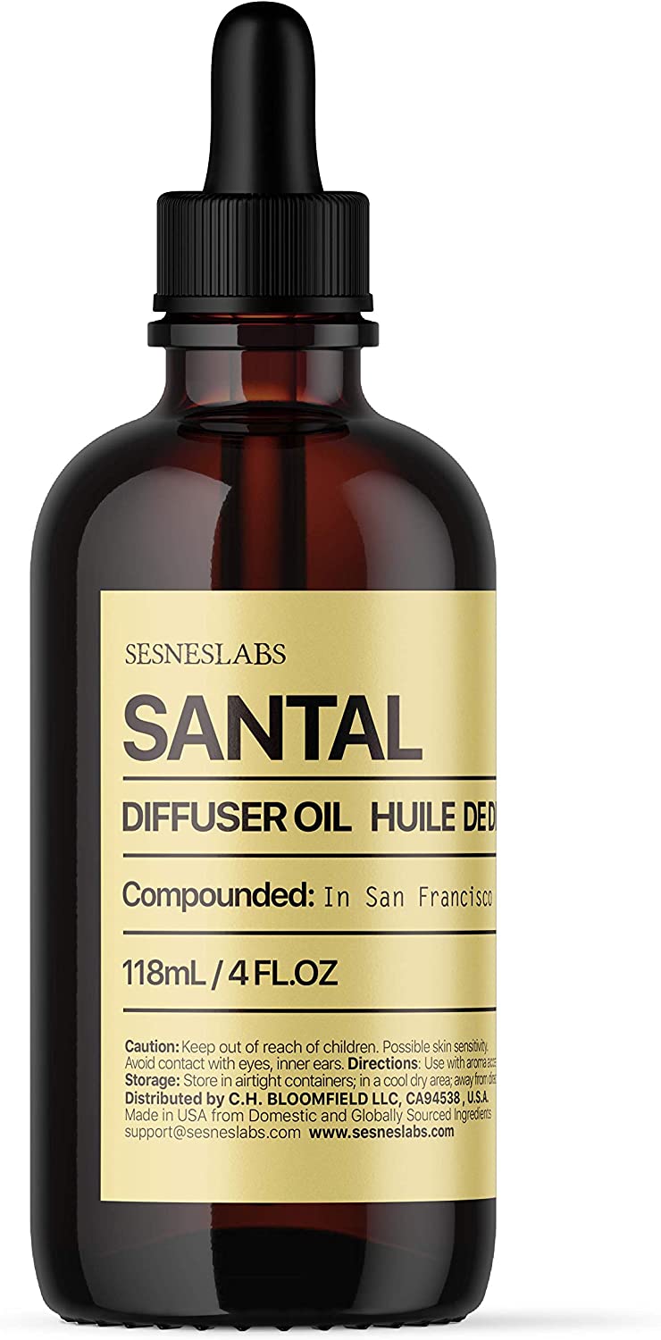 Sesneslabs Santal Diffuser Oil. Niche Scent. Luxury Amber Coco Vanilla Cedar Sandalwood Musk Essential Oils Blend for Ultrasonic Diffuser Scent Projects(4 oz/118 ml)