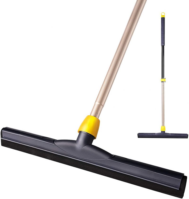 Yocada Floor Squeegee Scrubber 54in Long Adjustable Telescopic Pole Heavy Duty