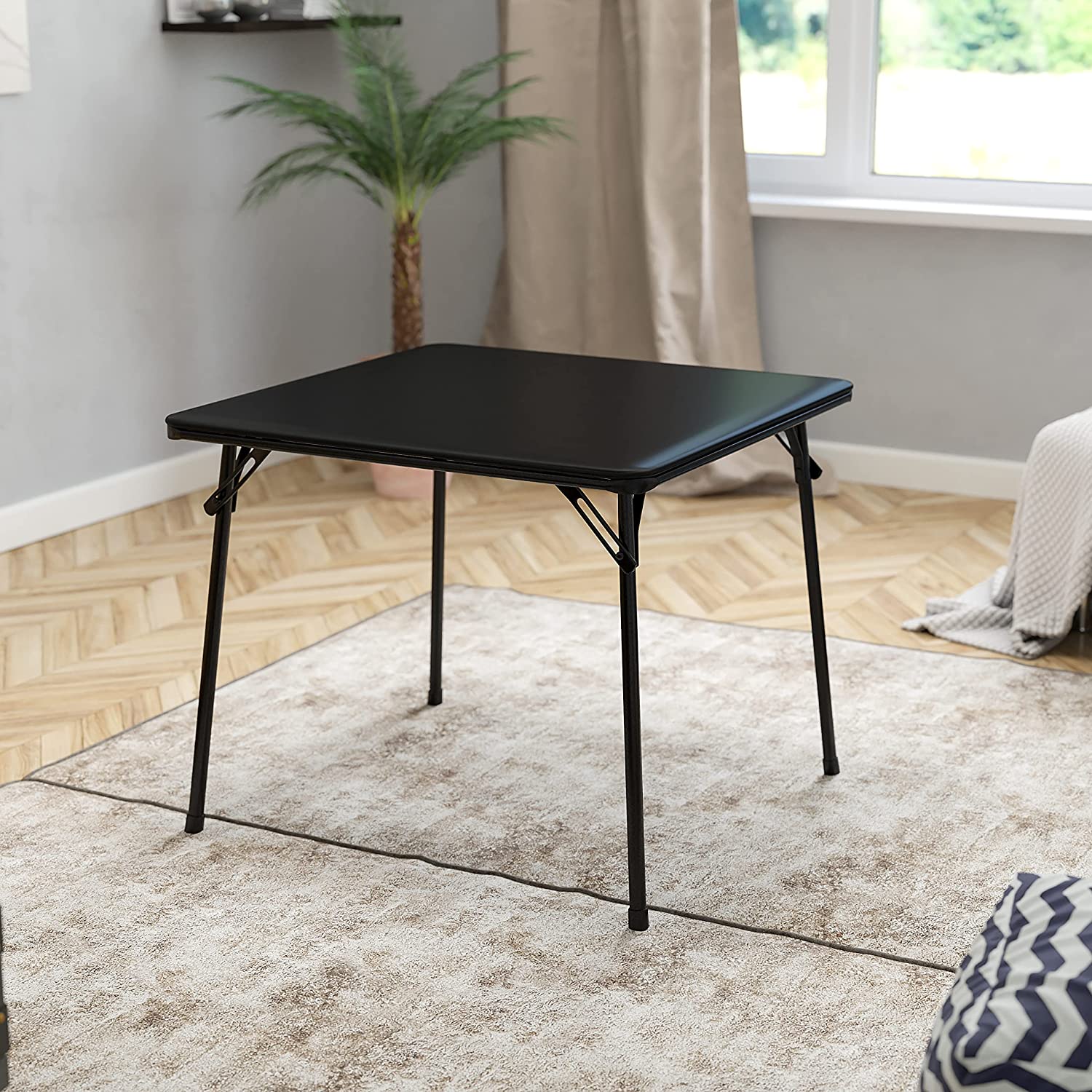 Flash Furniture Folding Card Table - Black Foldable Card Table Square - Portable Table with Collapsible Legs. Adults
