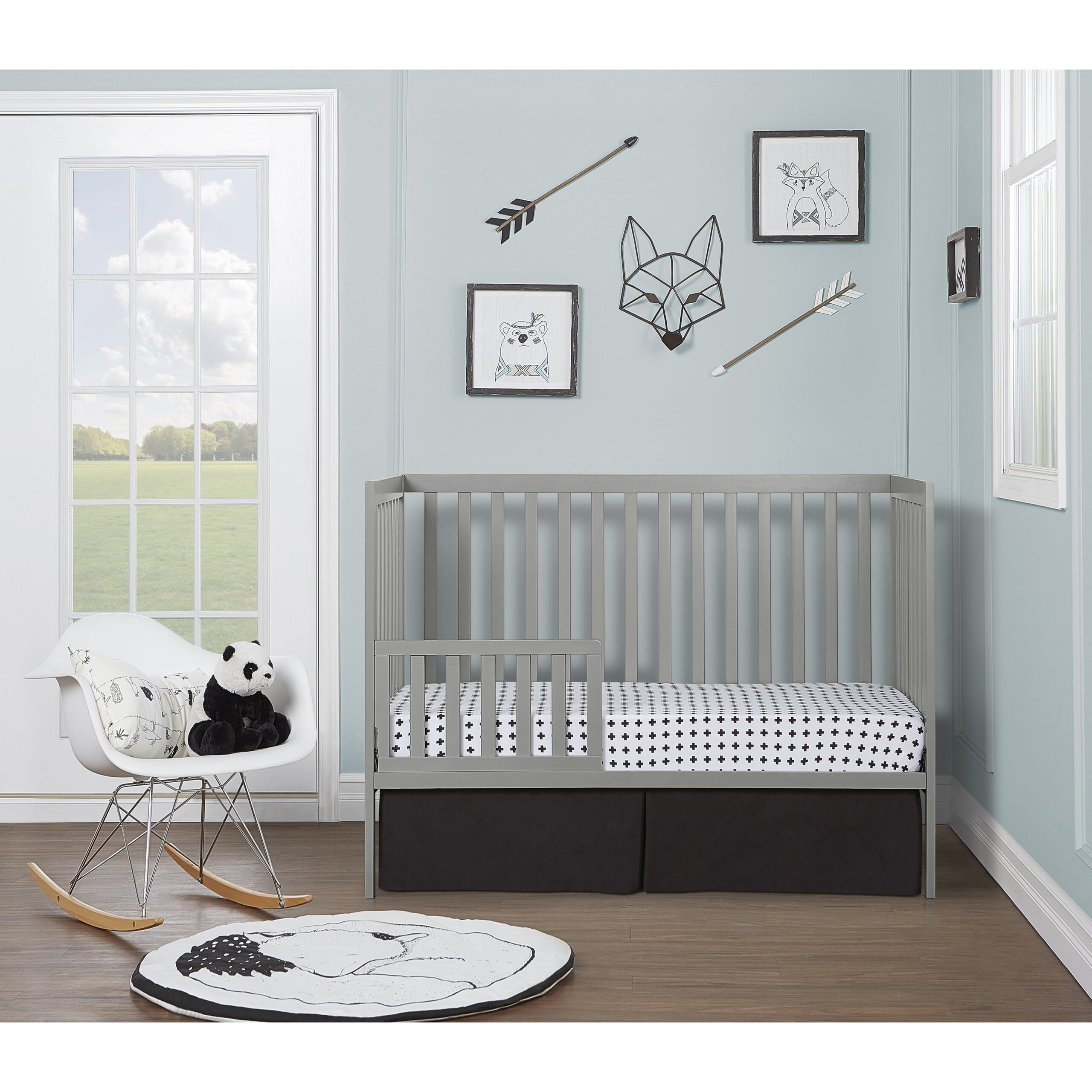 Dream On Me Synergy 5-in-1 Convertible Crib in Cool Grey. Greenguard Gold Certified