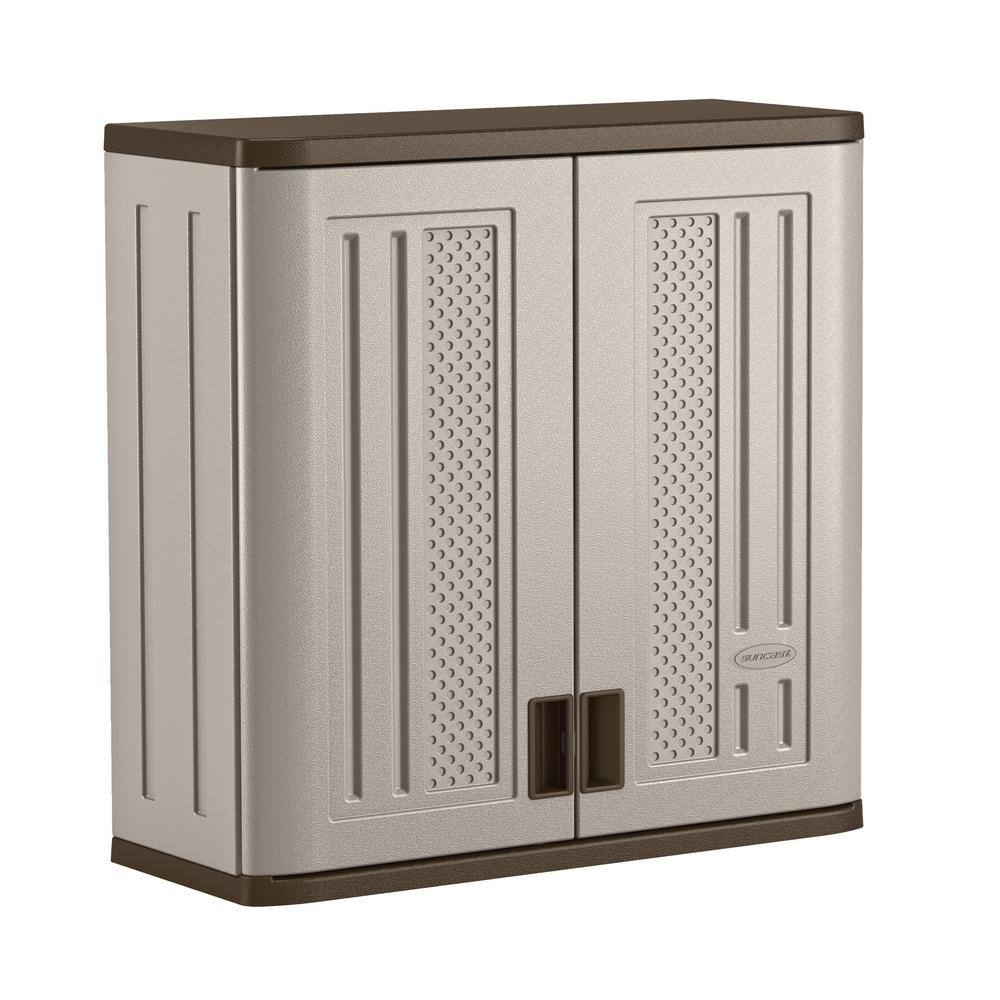 Suncast BMC3000 Resin 1-Shelf Wall Mounted Garage Cabinet in Platinum (30 in W x 30 in H x 12 in D)
