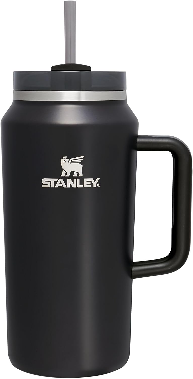 Stanley Quencher H2.0 FlowState Stainless Steel Vacuum Insulated Tumbler with Lid and Straw. Black Glow . 64 oz