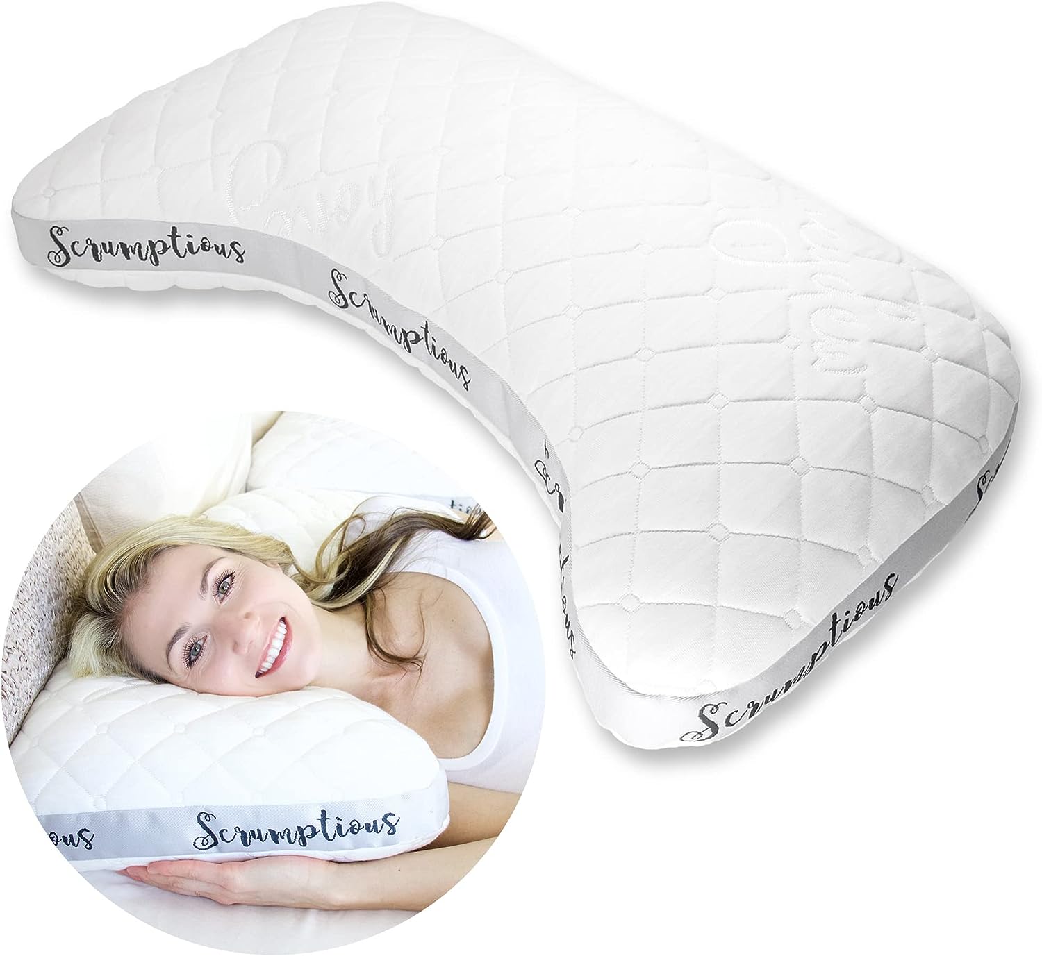 Honeydew Scrumptious Side Pillow- The Ultimate Luxury Neck Pillow- Fully Adjustable Support for Neck- Made in USA- Enhanced. Patented Cool Pillow Fill (Queen Size)
