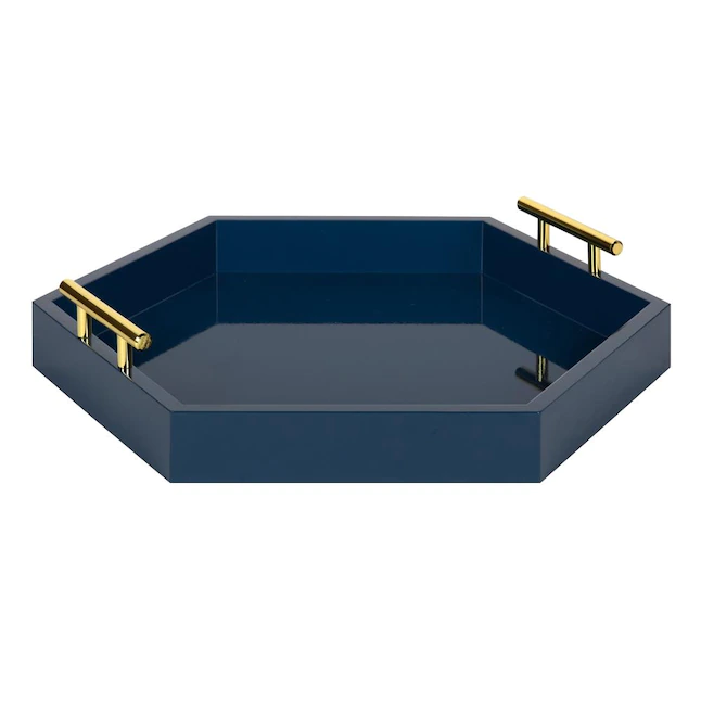 Kate and Laurel  18-in x 18-in Navy Blue Hexagon Decorative Tray