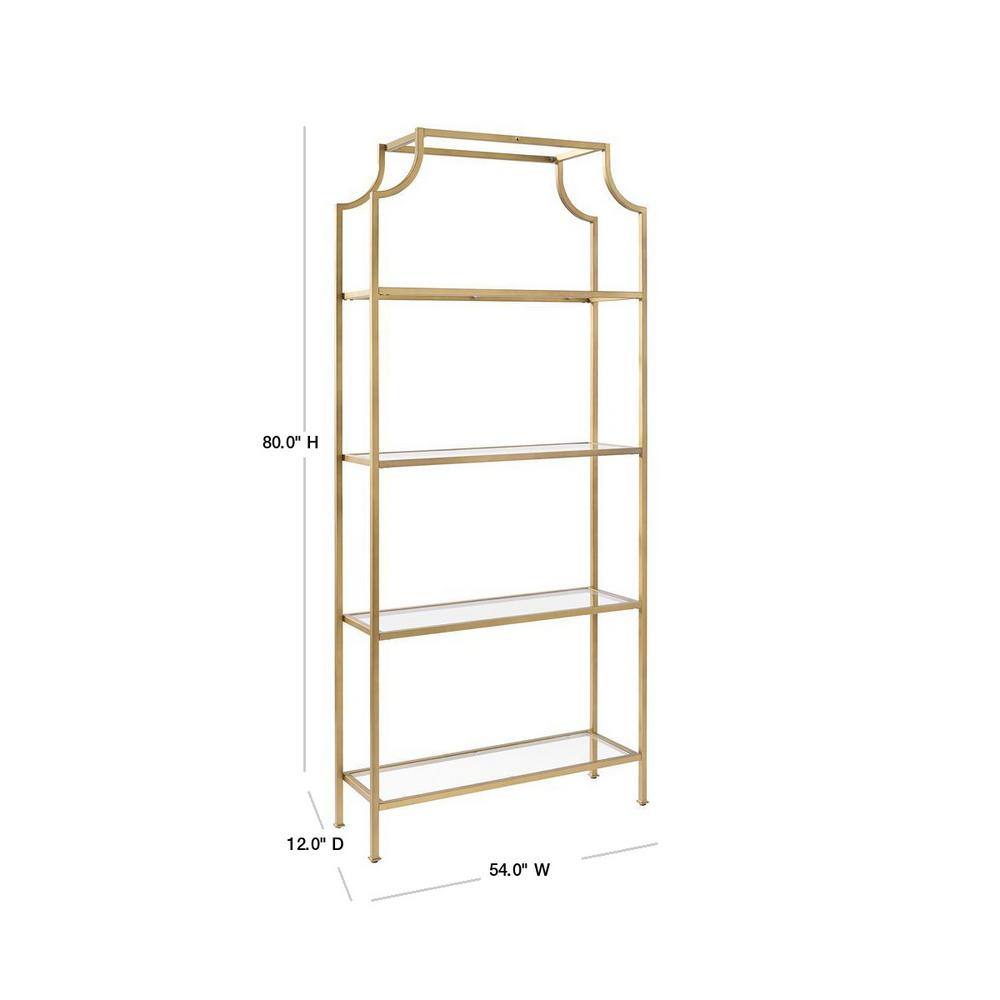 CROSLEY FURNITURE 80 in. Gold/Clear Metal 4-shelf Etagere Bookcase with Open Back