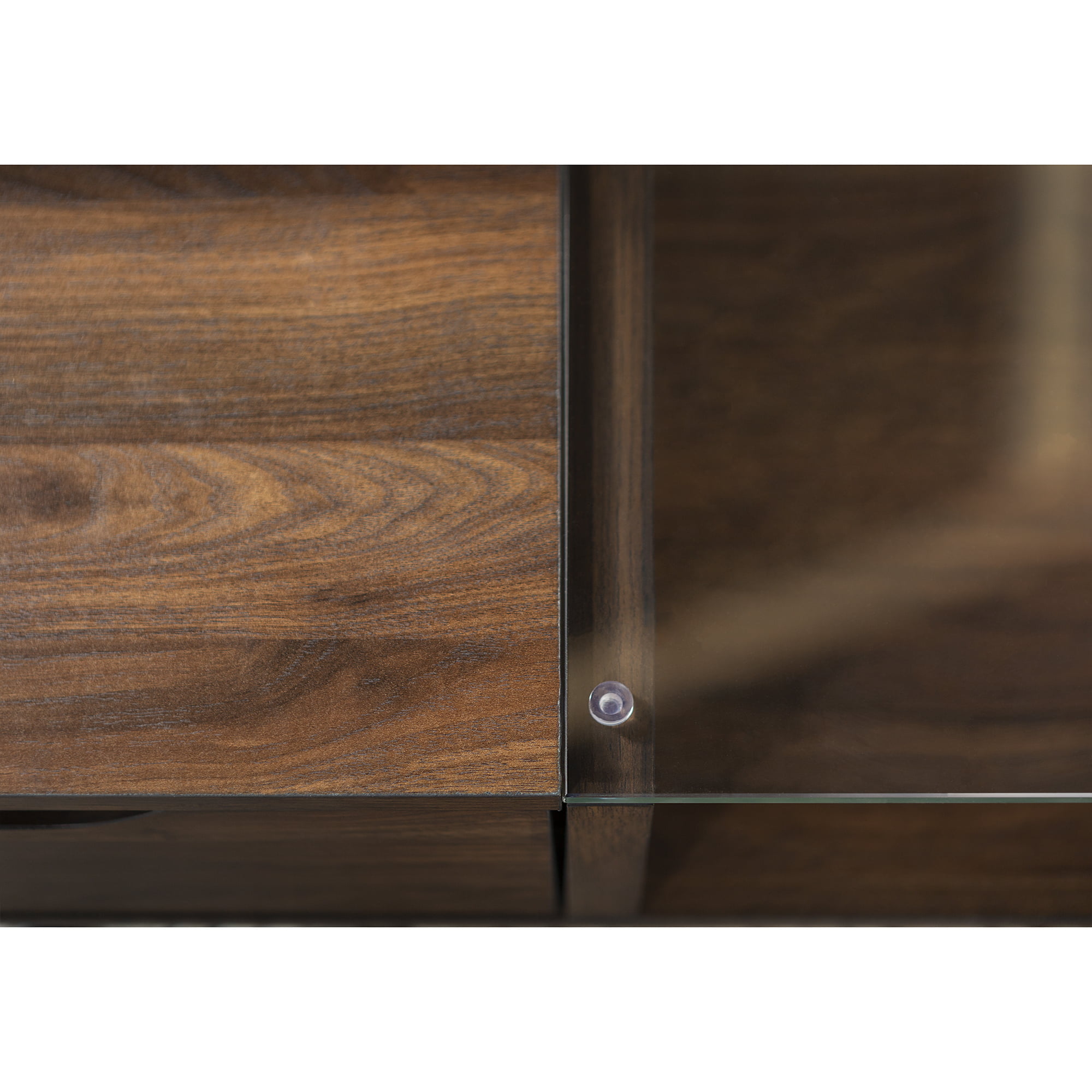 Bellamy Studios Booker Single-Drawer Wood/Glass Coffee Table. Walnut Finishes