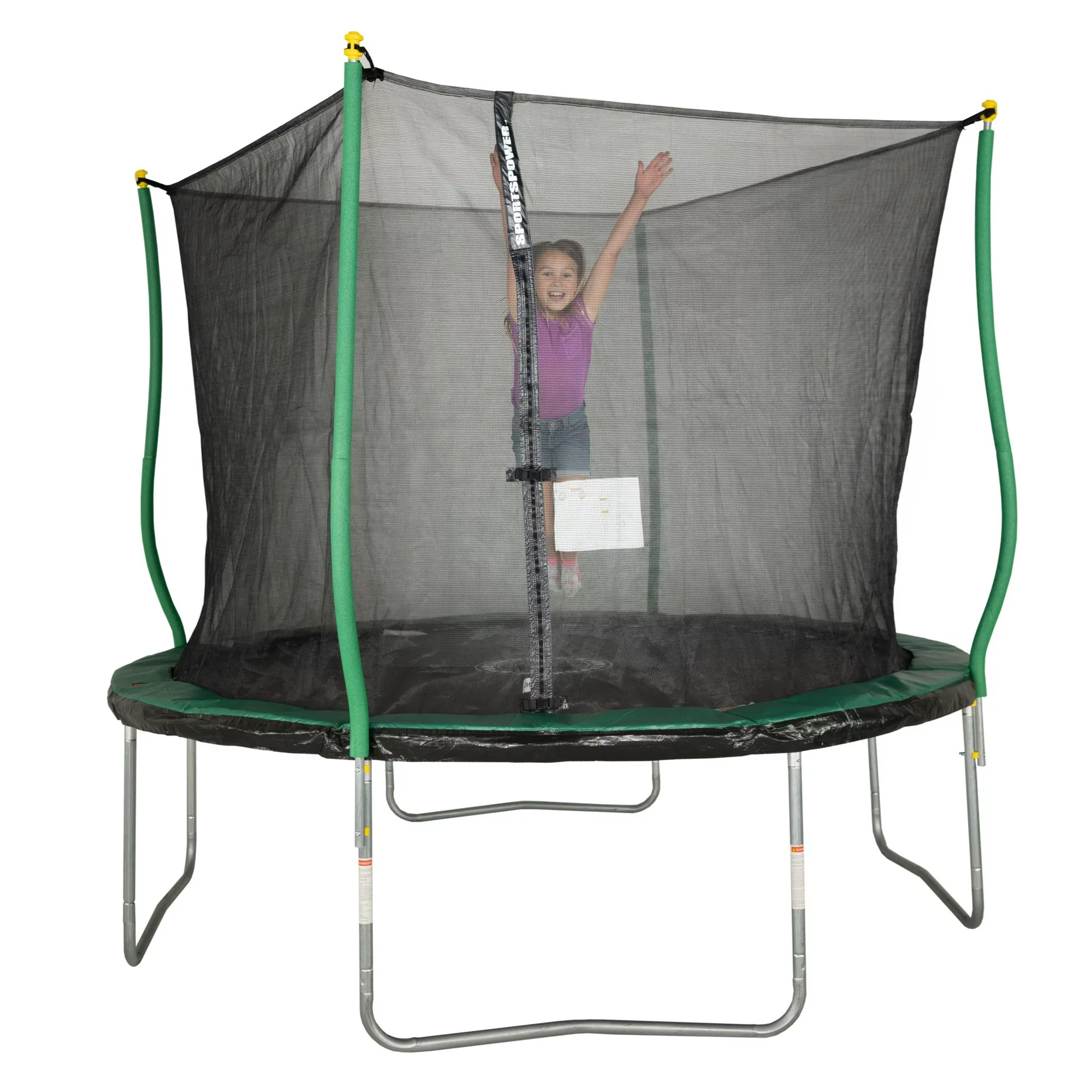 Bounce Pro 10′ Trampoline. Flash Light Zone. Classic Safety Enclosure. Green/Black