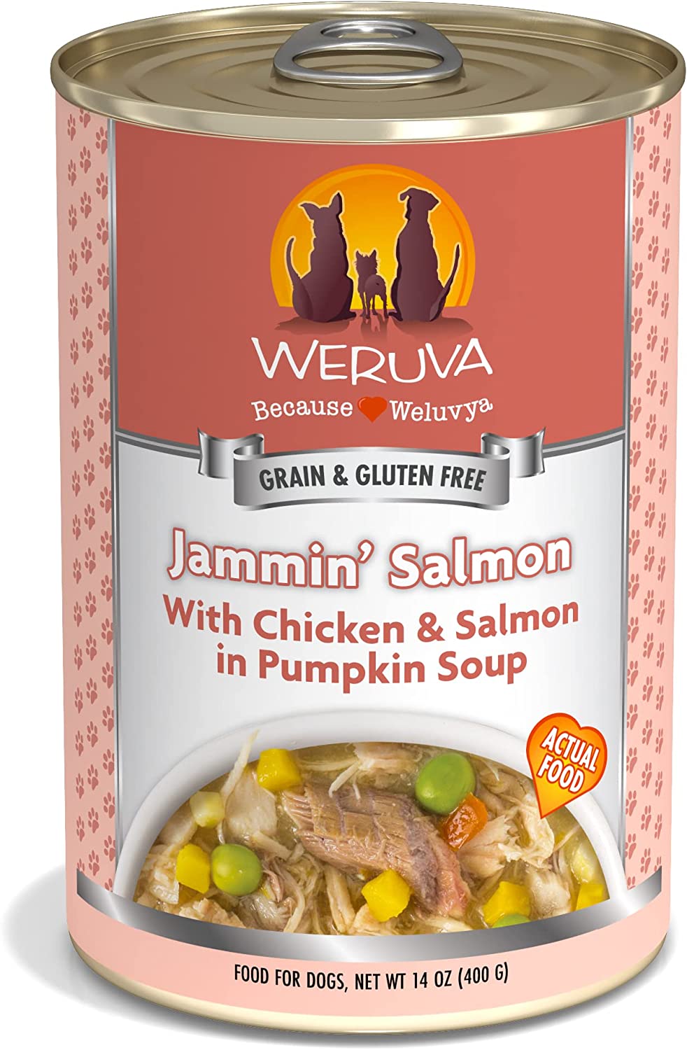 Weruva Jammin- Salmon with Chicken & Salmon in Pumpkin Soup Grain-Free Canned Dog Food 14 Ounce (Pack of 12)