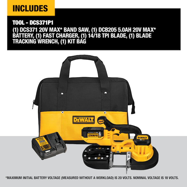 DEWALT DCS371P1 20-Volt MAX Cordless Band Saw with (1) 20-Volt Battery 5.0Ah & Charger