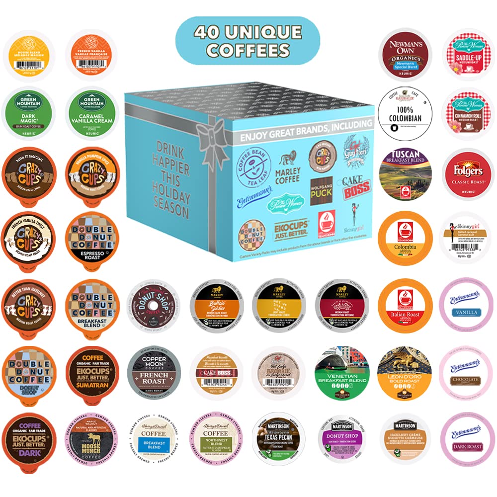 Coffee Pods Variety Pack Sampler. Assorted Single Serve Coffee. 40 Unique Cups