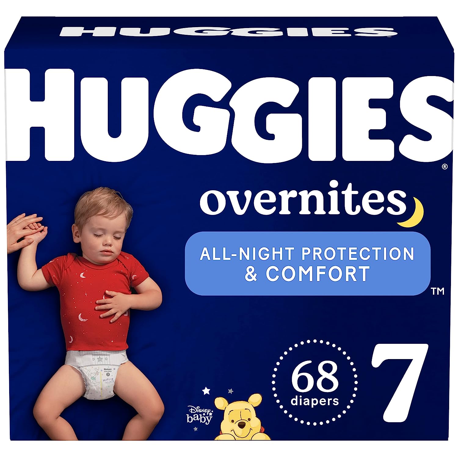 Huggies Overnites Nighttime Baby Diapers. Size 7 (41+ lbs). 68 Ct