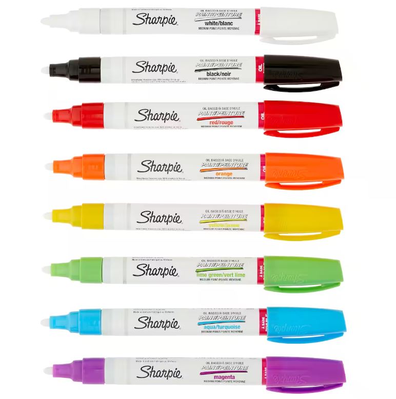 SHARPIE Oil-Based Paint Markers. Medium Point. Assorted Colors. 8 Count - Great for Rock Painting
