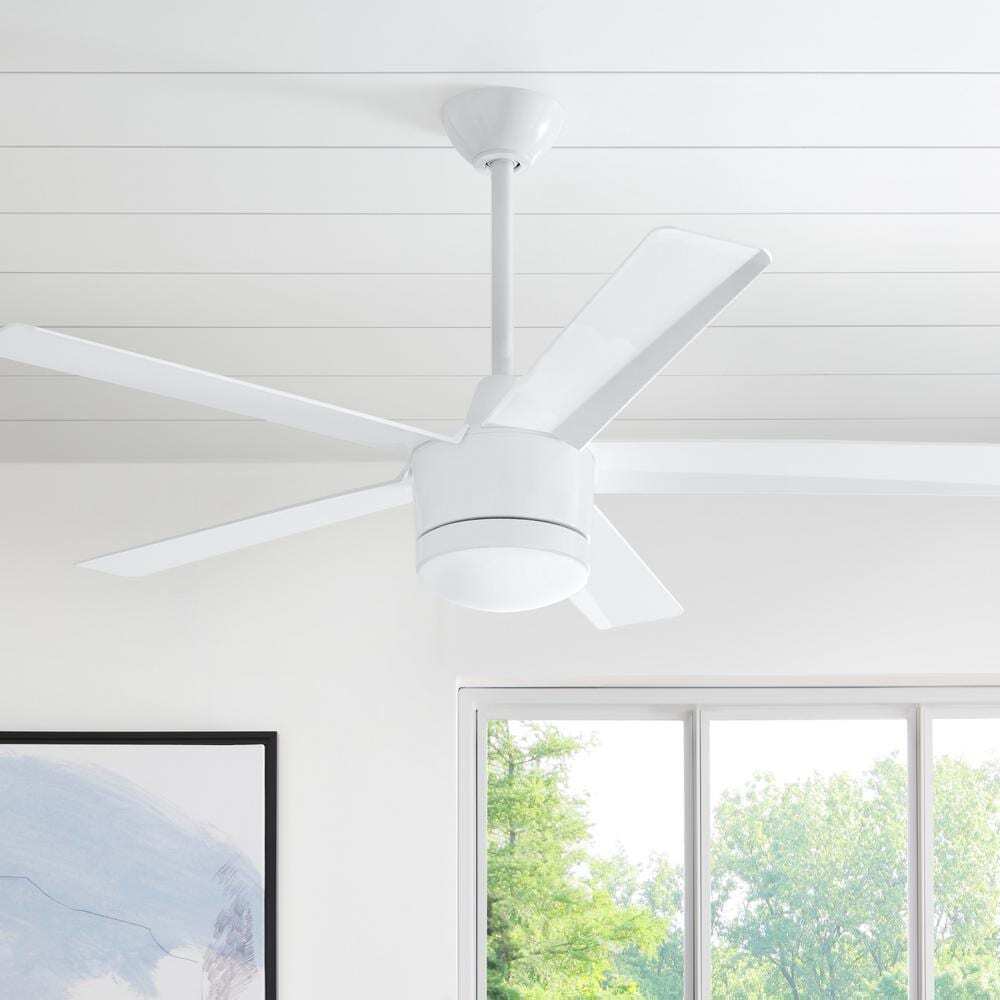 Home Decorators Collection SW1422WH Merwry 52 in. Integrated LED Indoor White Ceiling Fan with Light Kit and Remote Control