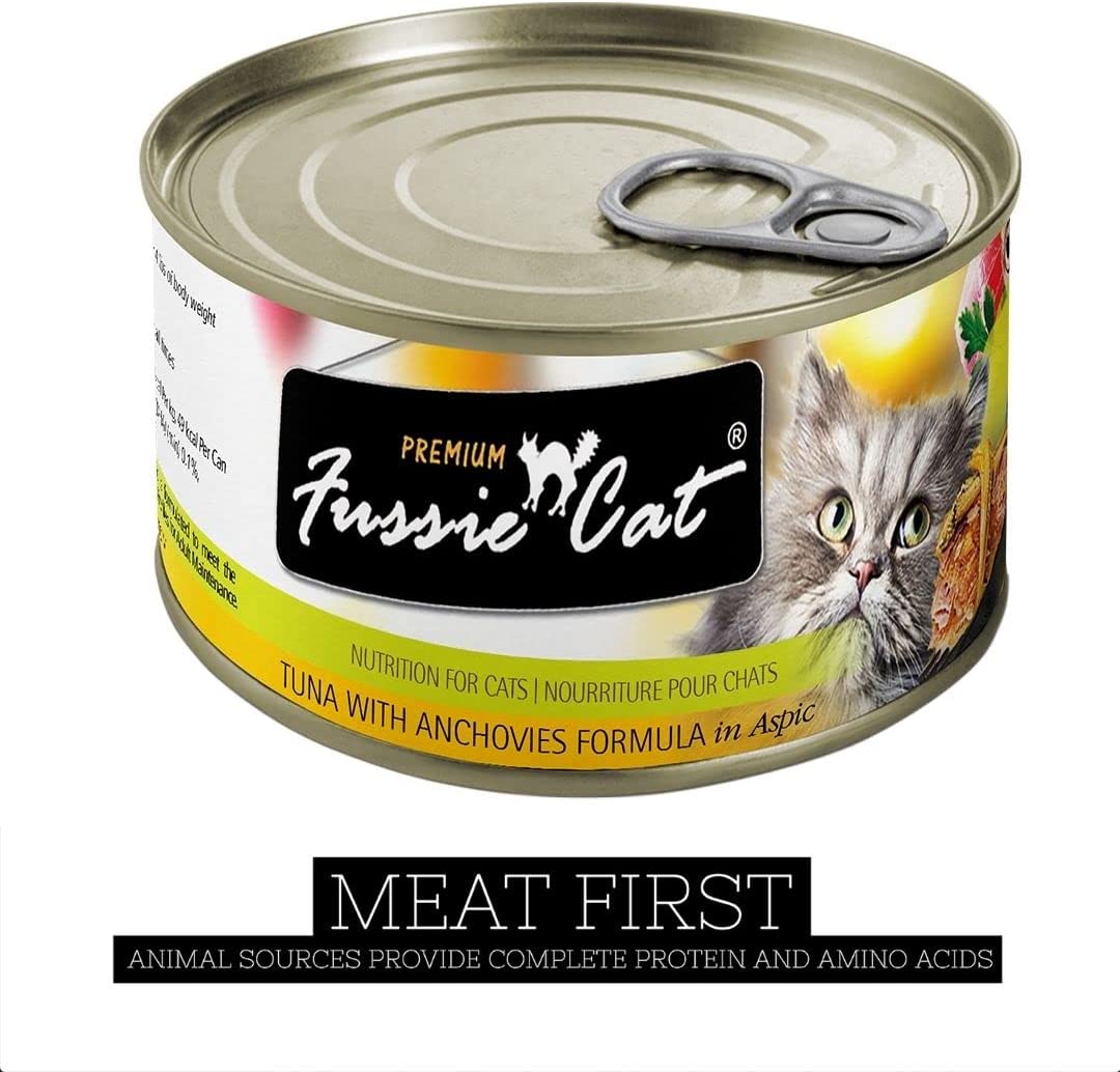 Fussie Cat Premium Tuna with Anchovies Formula in Aspic Grain-Free Canned Cat Food 5.5-oz case of 24
