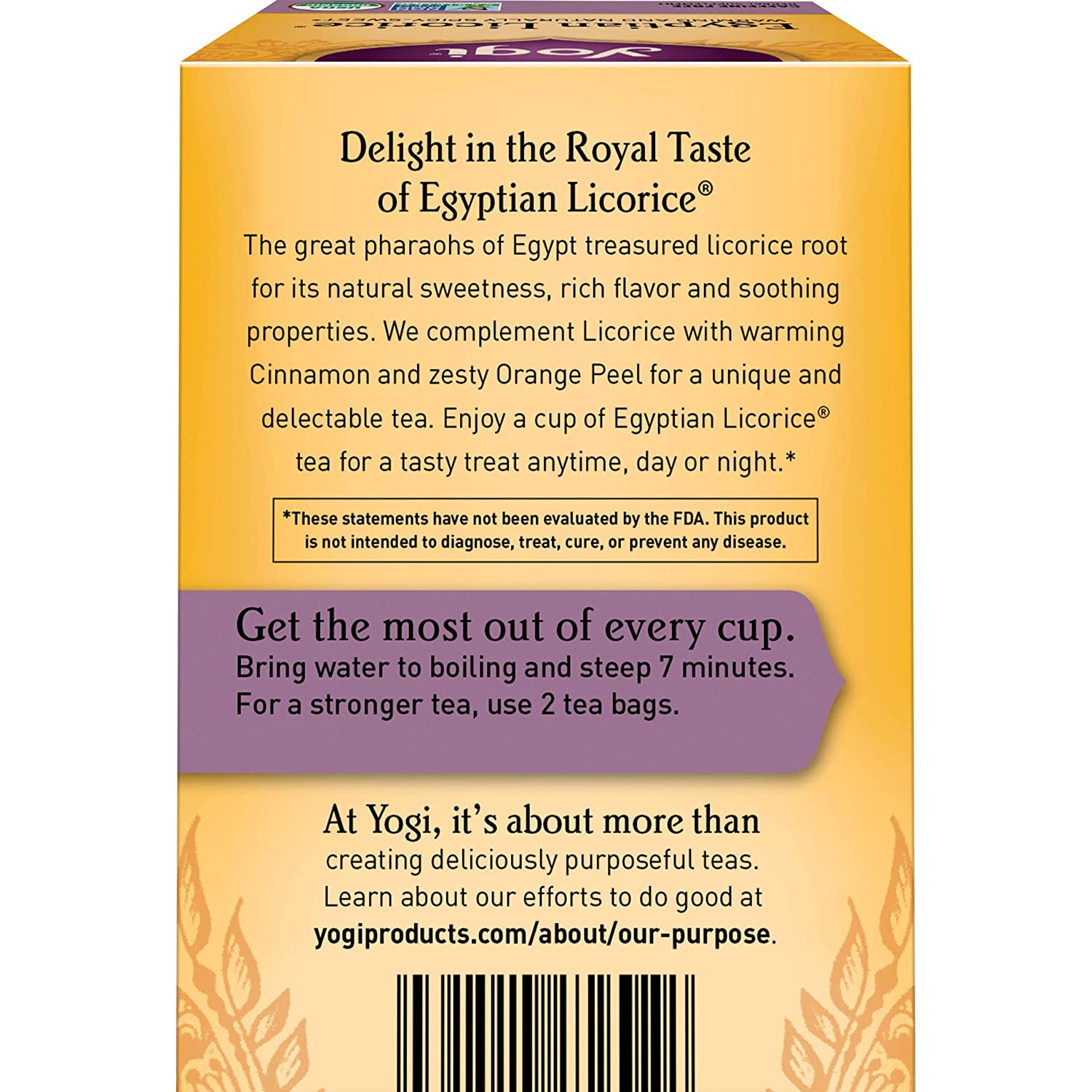 Yogi Tea Egyptian Licorice Tea. 6 Pack. Caffeine Free. 96 Organic Bags