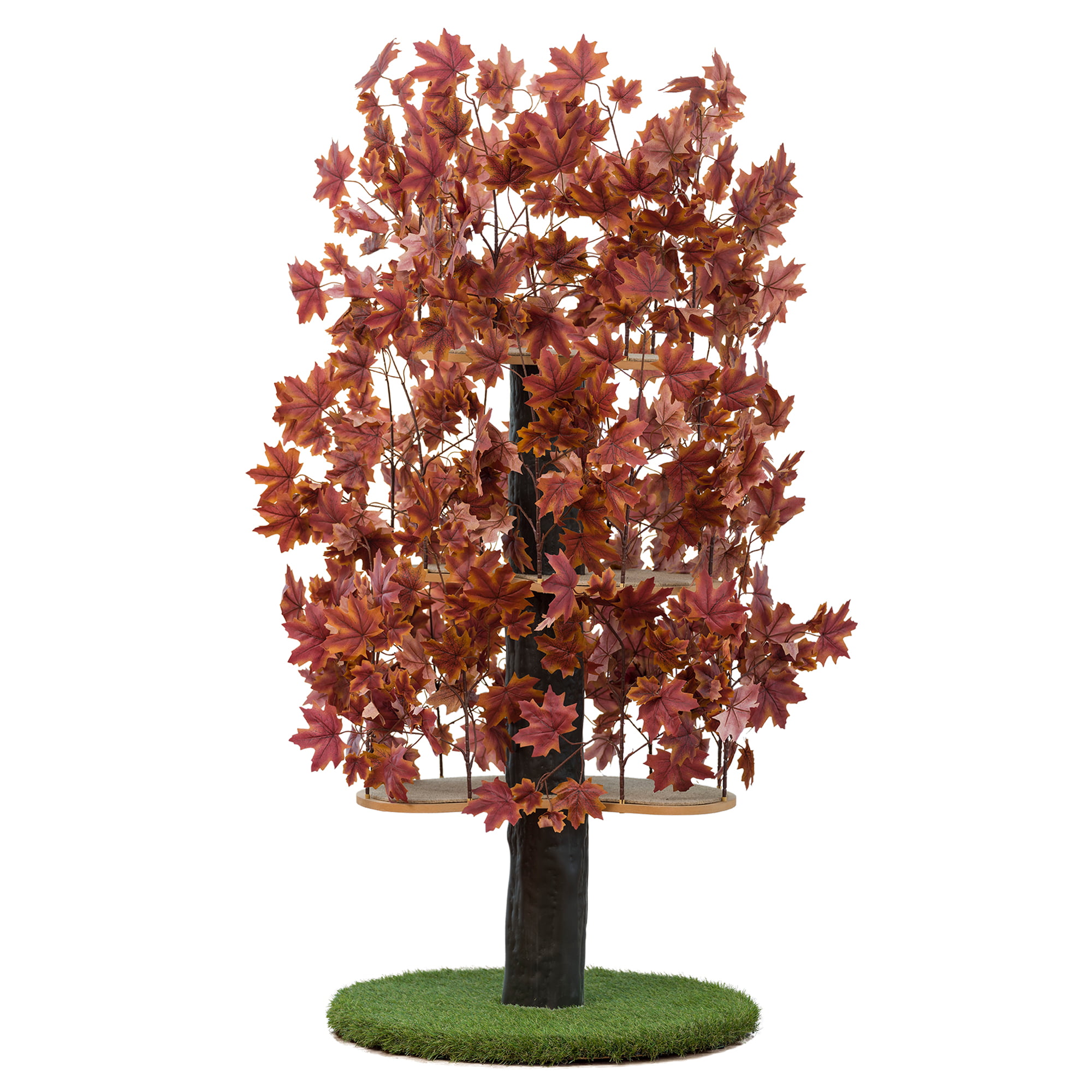 On2Pets Cat Tree with Leaves. Cat House & Cat Activity Tree. Multi-Level Cat Condo for Indoor Cats. Round Base. Deep Plum