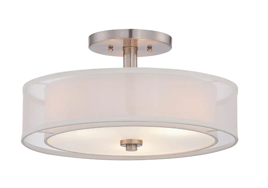 Minka Lavery 4107-84 Parsons Studio 3-Light Brushed Nickel Semi-Flush Mount Light