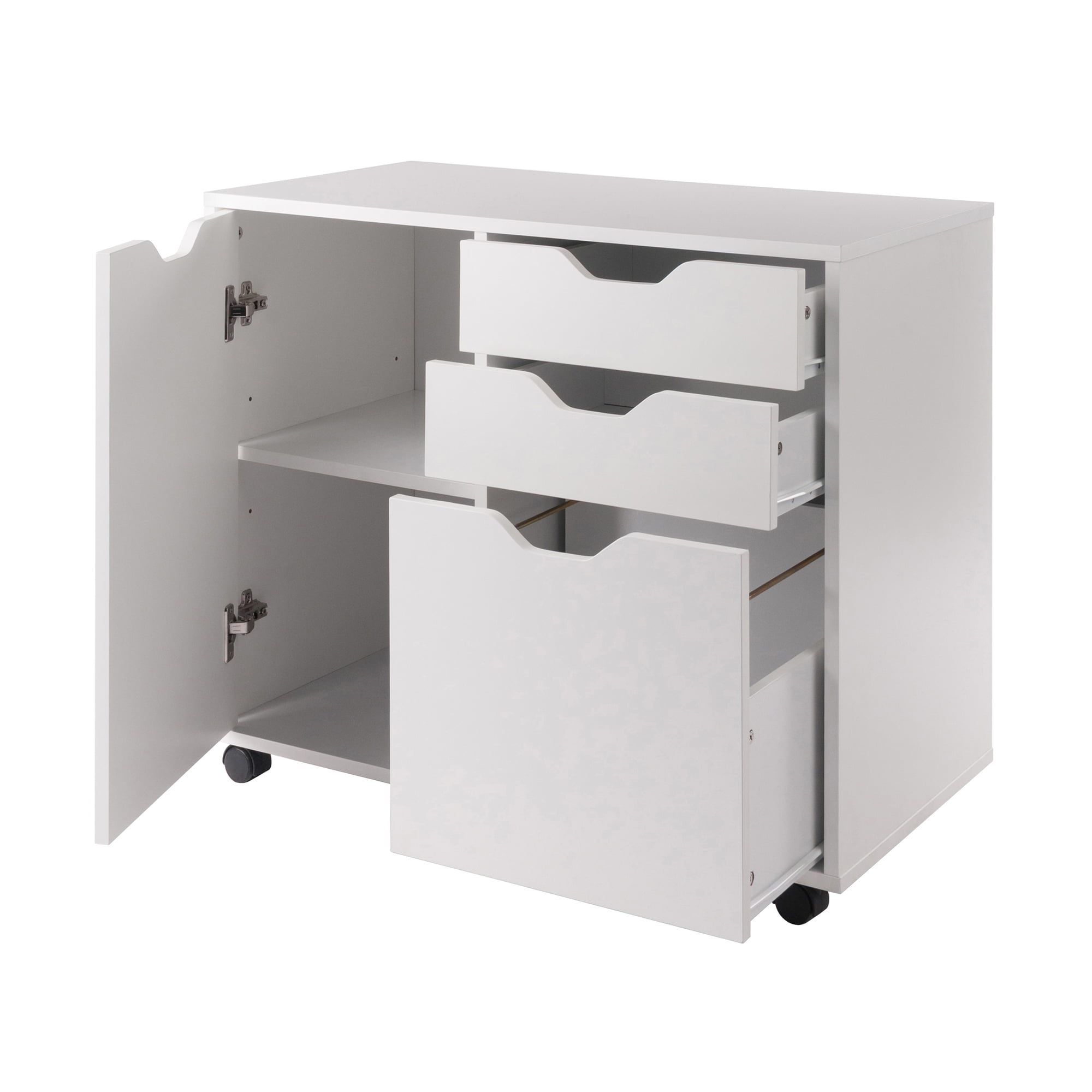 Winsome Wood Halifax 2-Section Mobile Filing Cabinet. White Finish