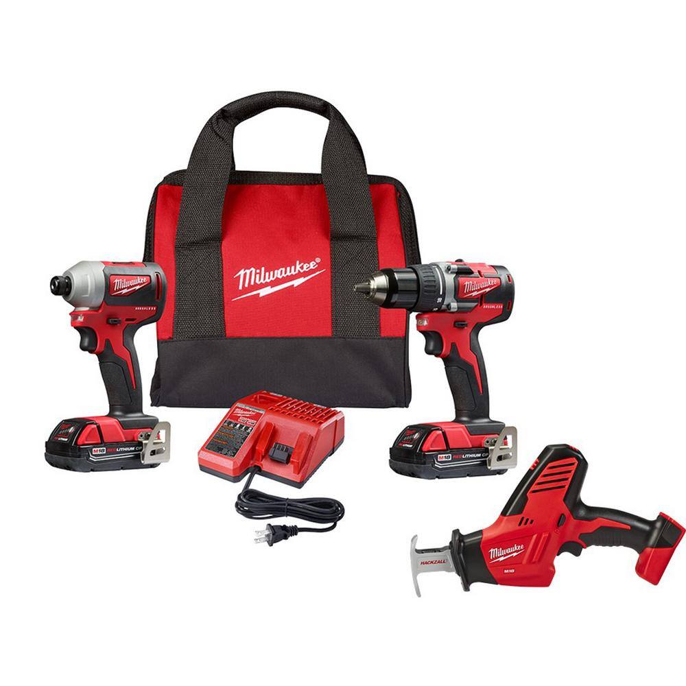 Milwaukee 2892-22CT-2625-20 M18 18V Lithium-Ion Brushless Cordless Compact Drill/Impact Combo Kit (2-Tool) W/ HACKZALL Reciprocating Saw
