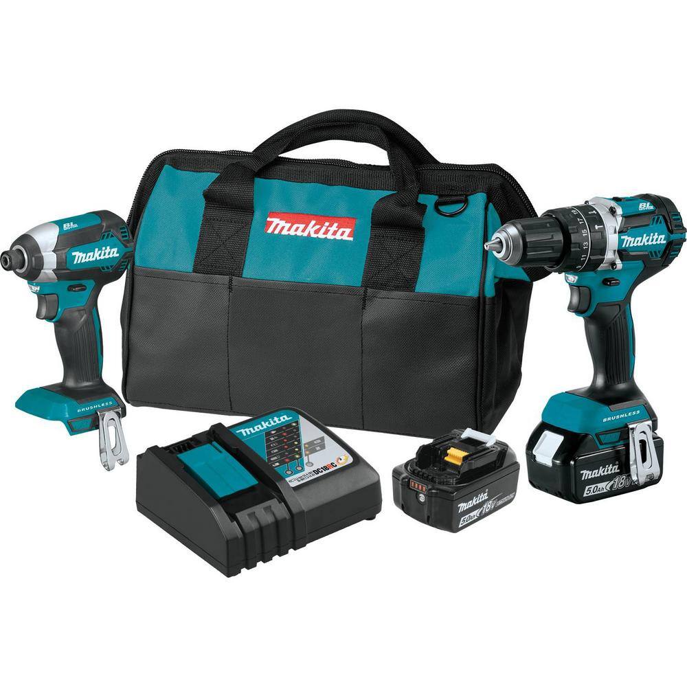 Makita XT269T 18V LXT Lithium-Ion Brushless Cordless 2-Piece Combo Kit (Hammer Drill/ Impact Driver) 5.0 Ah
