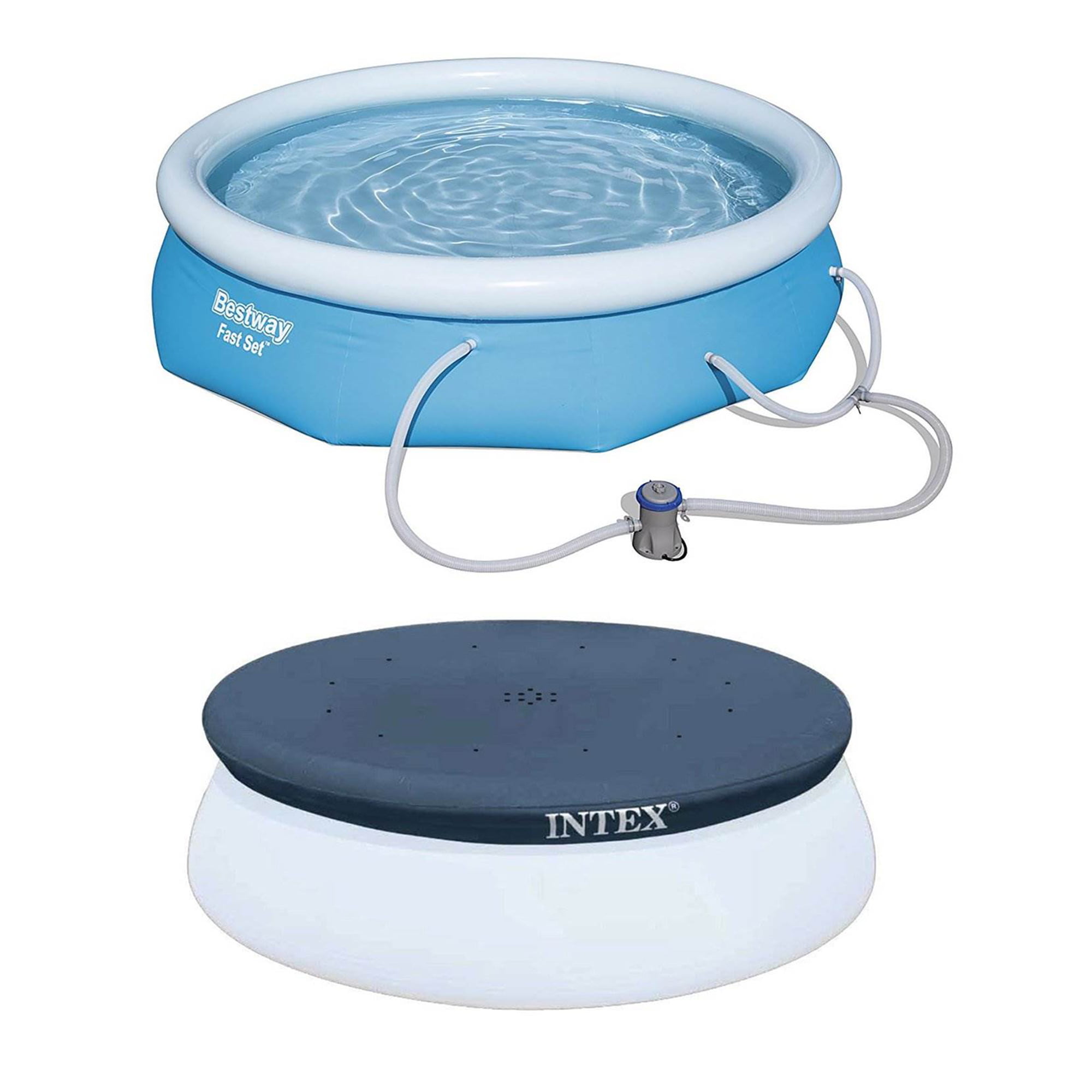 Bestway 10 Ft x 30 In Above Ground Pool System and Intex Round Pool Cover