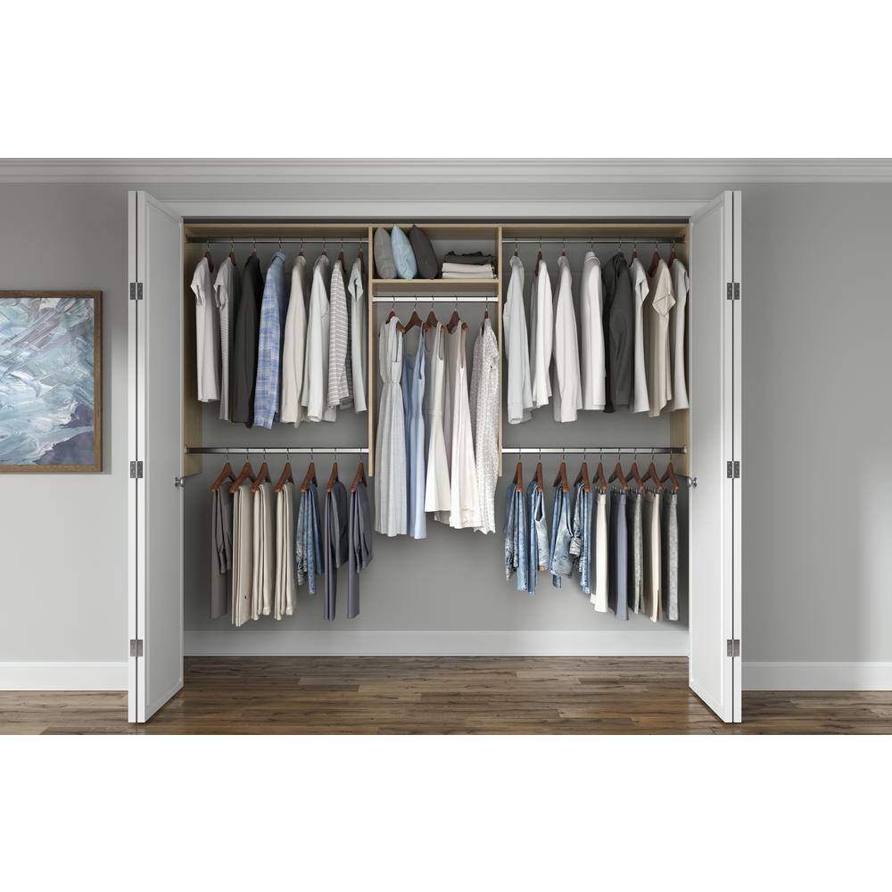 Closet Evolution HG16 Basic Hanging 60 in. W - 96 in. W Harvest Grain Wood Closet System