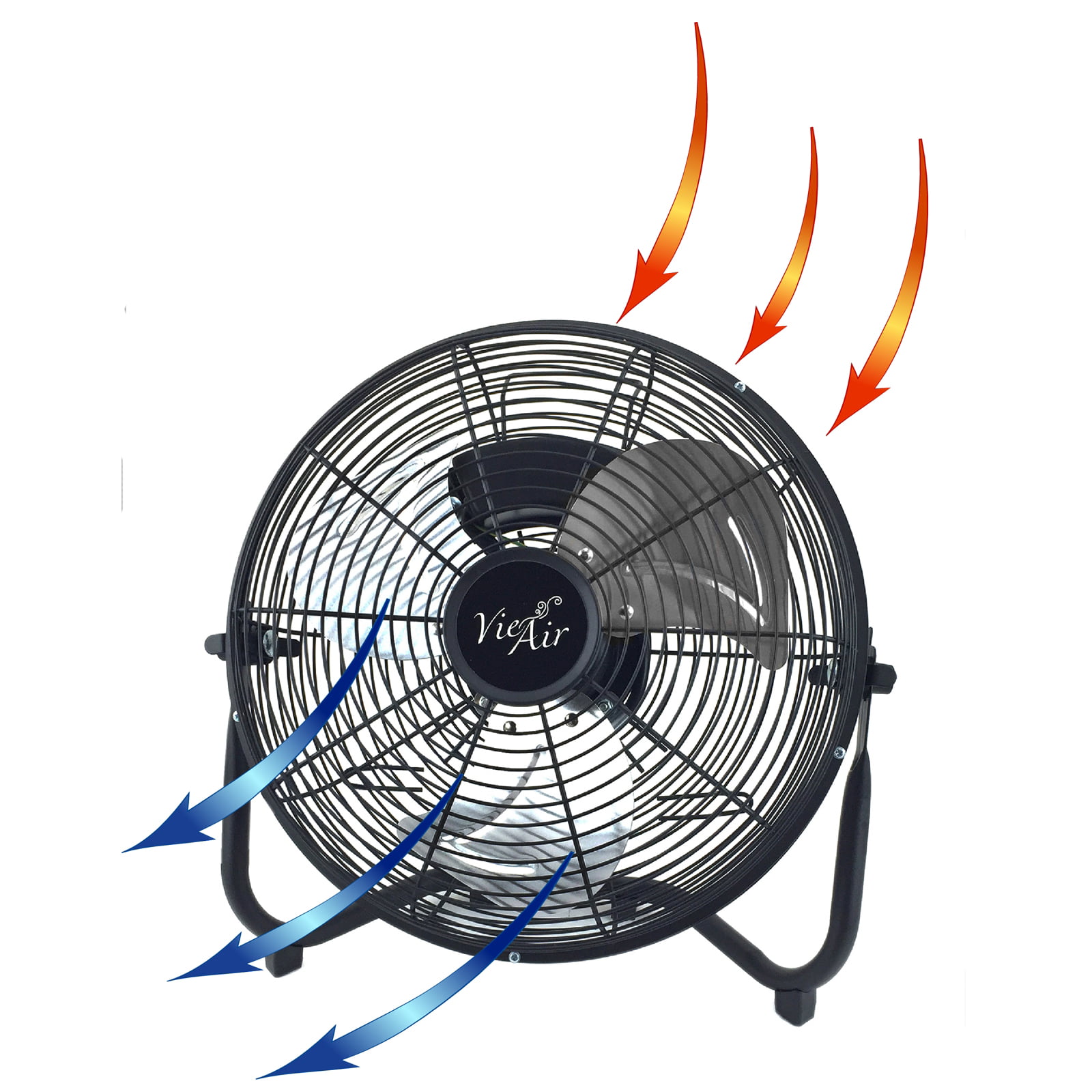 Vie Air 20″ Industrial Tilting High Velocity 3 Speed Metal Floor Fan