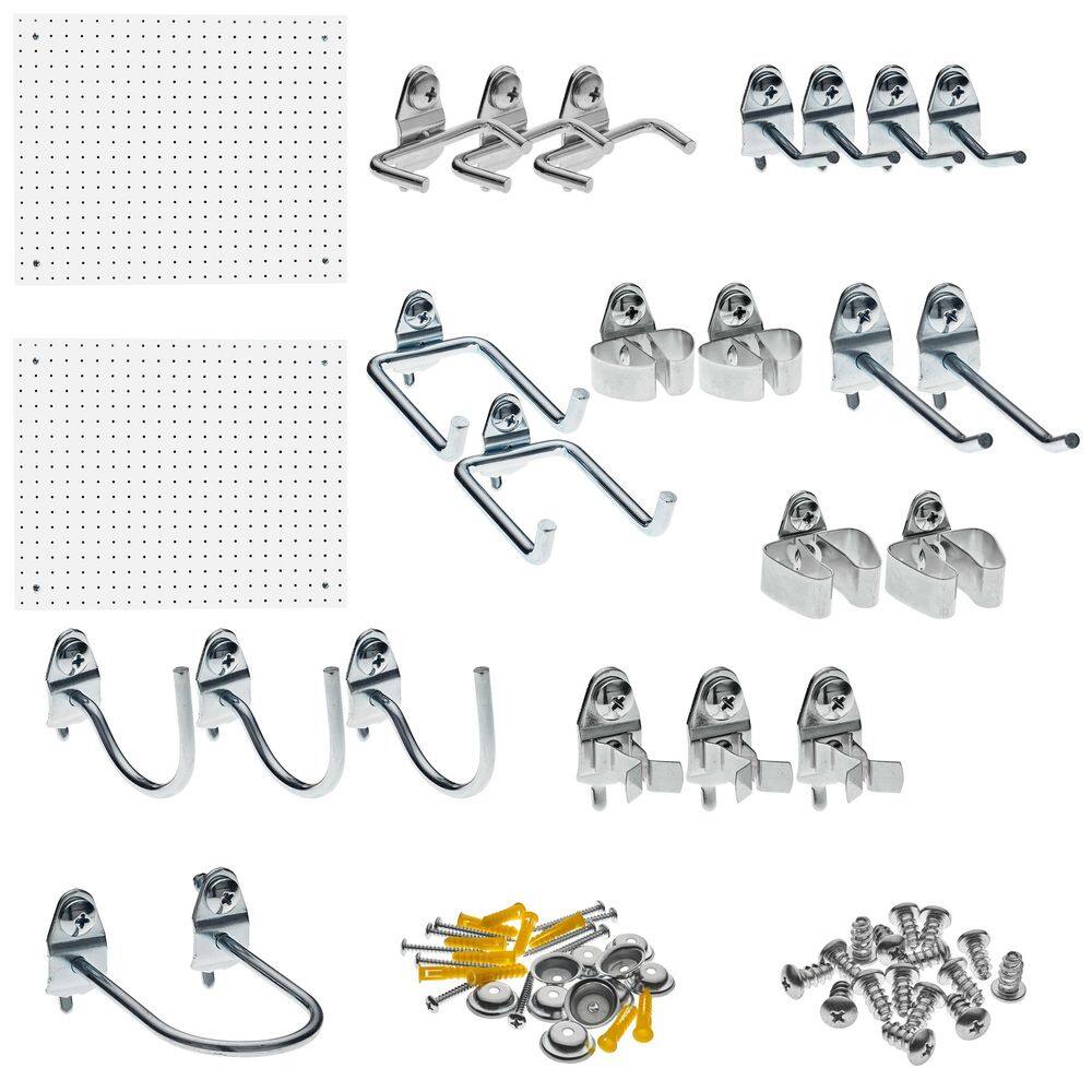 Triton Products 018-Kit DuraBoard 1/8 in. White Polypropylene Pegboards with DuraHook Assortment (22-Pieces)