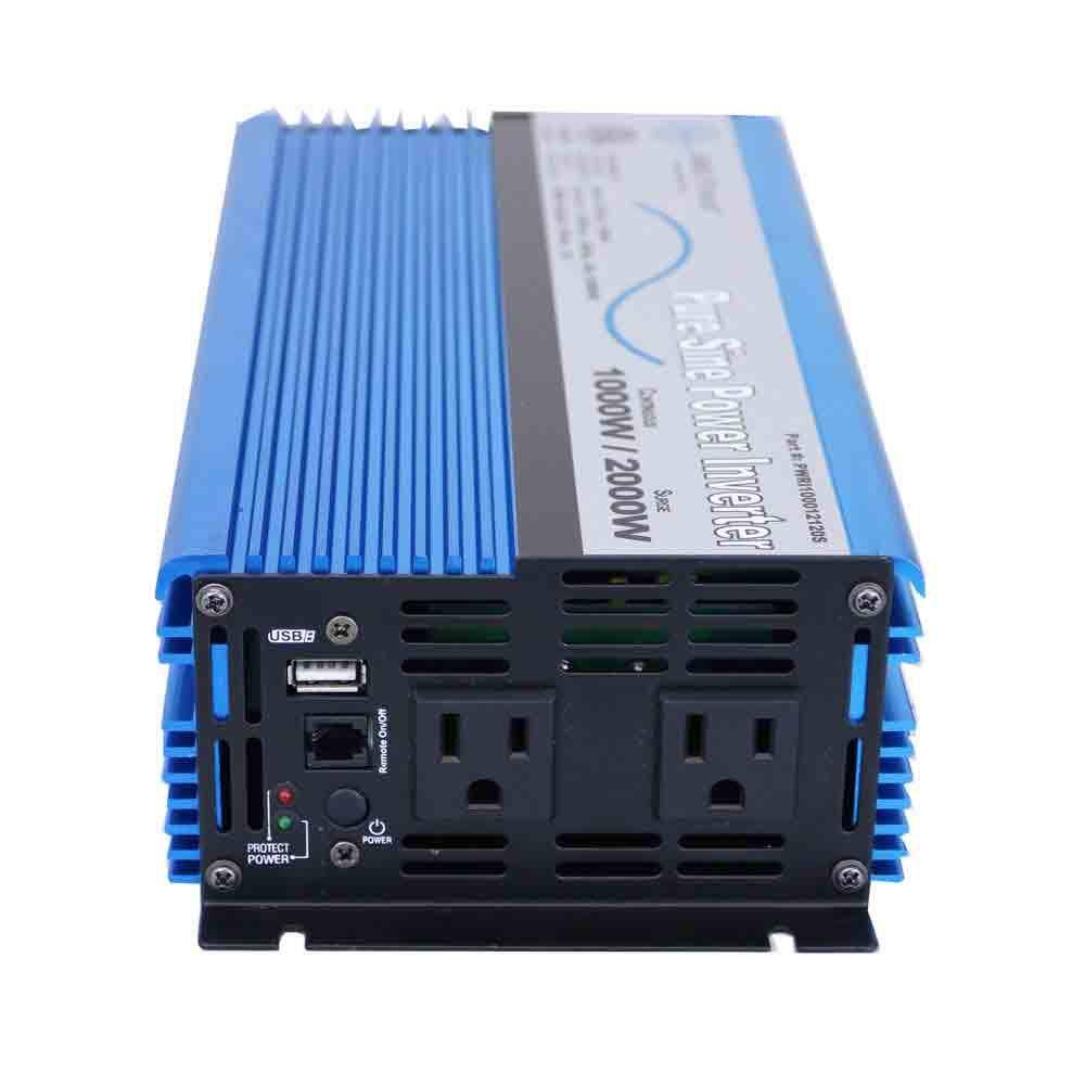 AIMS POWER PWRI100012120S 1.000 Pure Sine Inverter 12-Volt DC to 120-Volt AC ETL Listed to UL 458