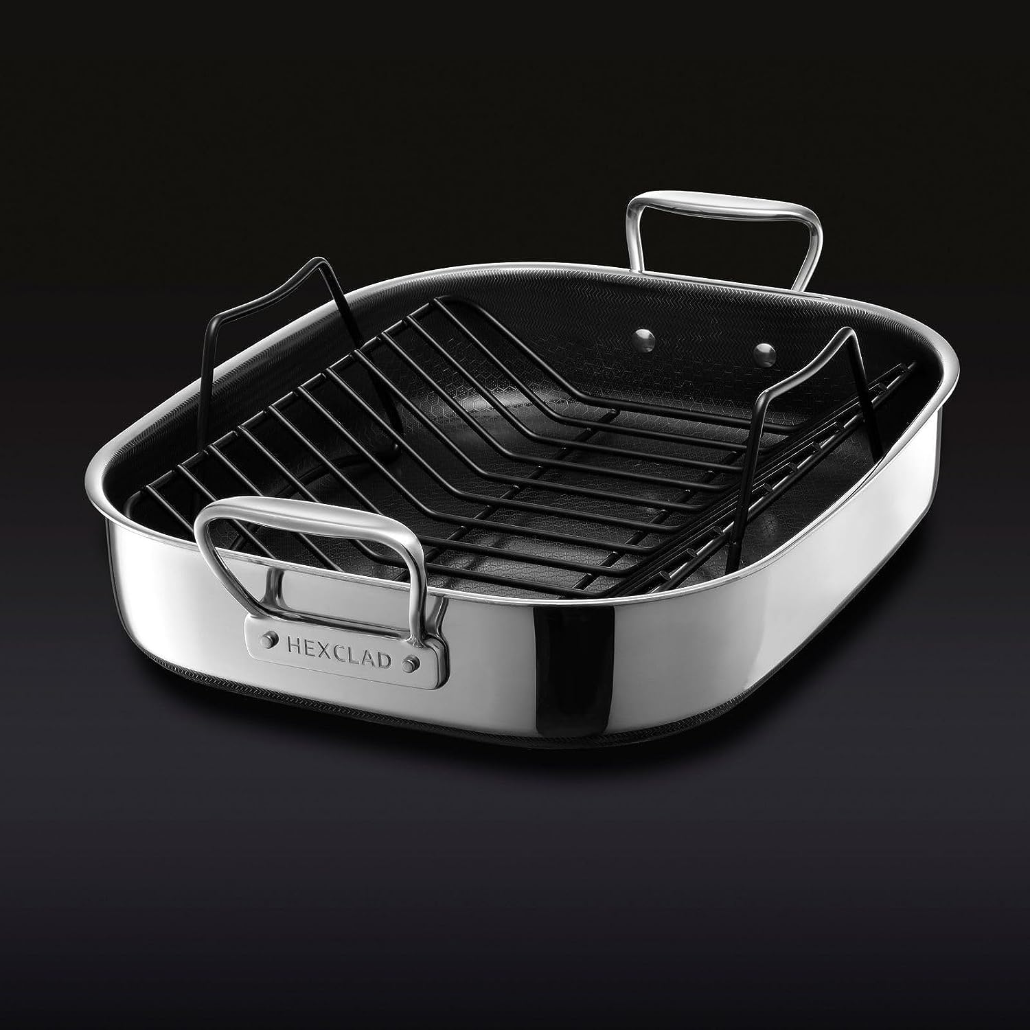 HexClad Hybrid Nonstick Roasting Pan. Dishwasher and Oven Friendly. Compatible with All Cooktops