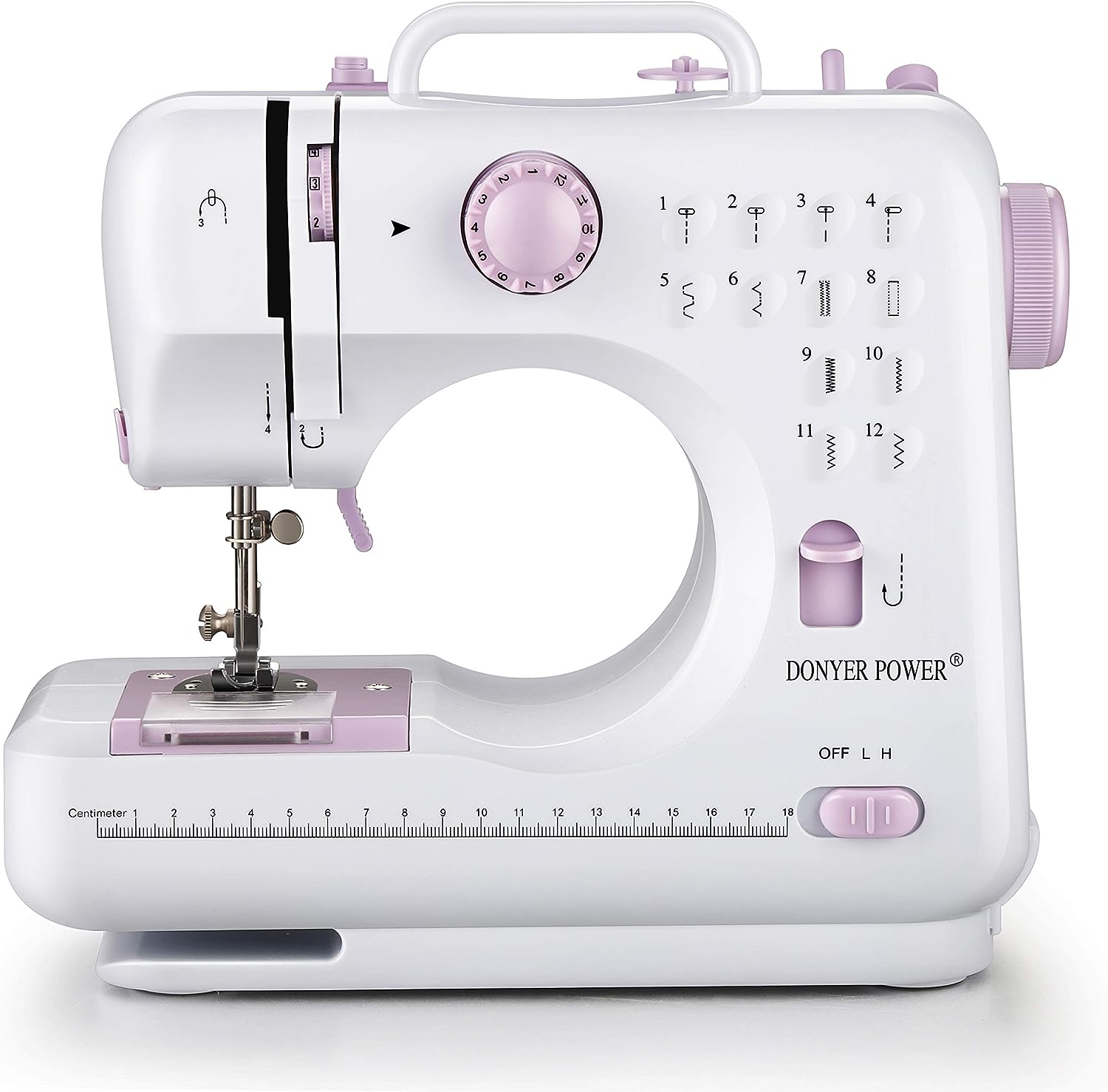 DONYER POWER Electric Sewing Machine Portable Mini with 12 Built-in Stitches. 2 Speeds Double Thread. Embroidery.Foot Pedal