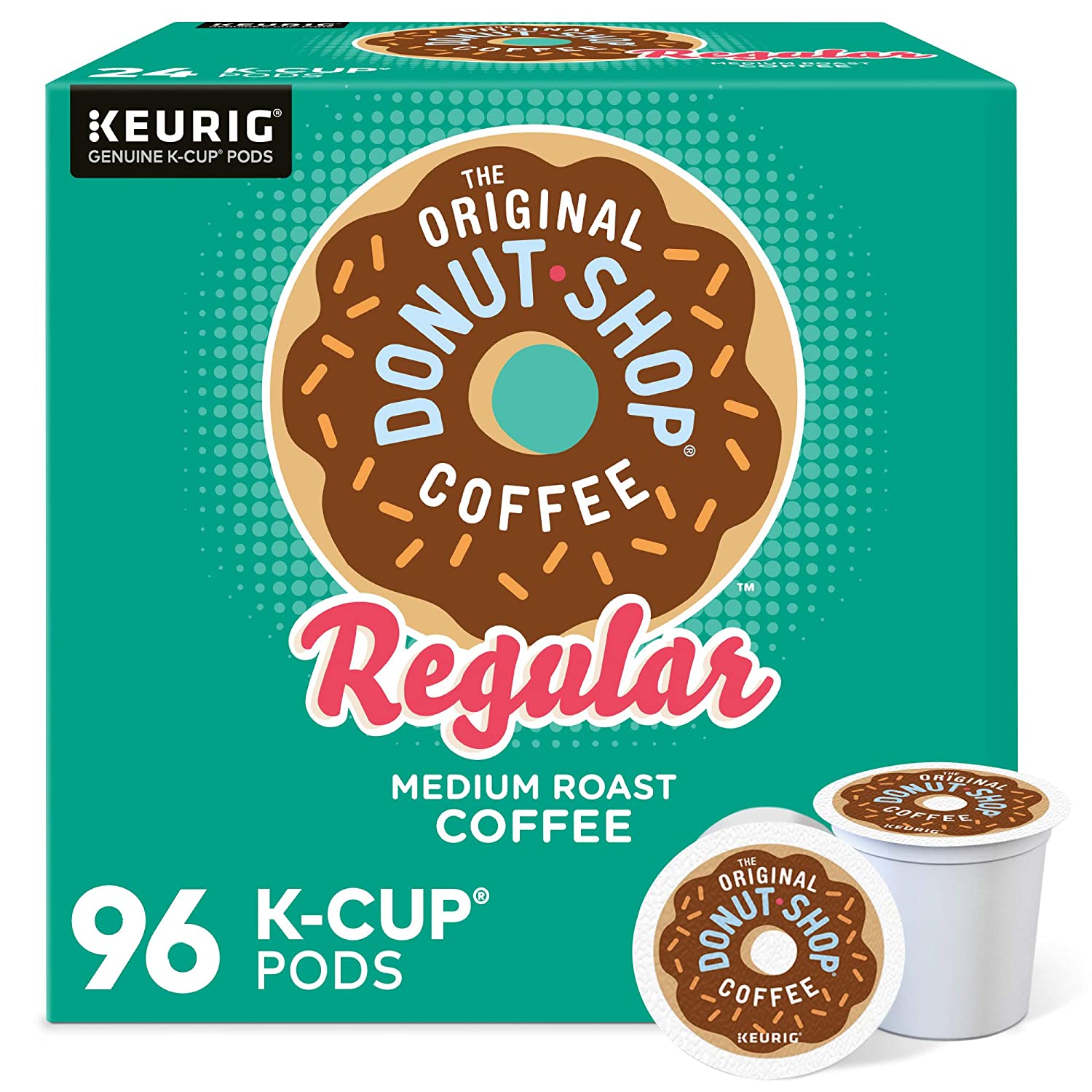 The Original Donut Shop Regular. Single-Serve Keurig K-Cup Pods. Medium Roast Coffee Pods. 24 Count (Pack of 4)