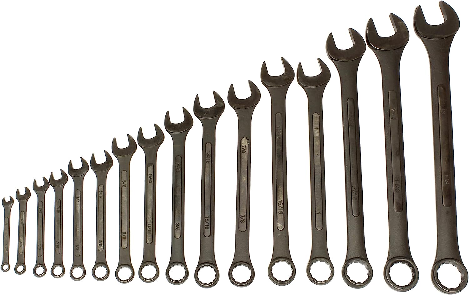 ABN Standard Wrenches Set - 16 Piece SAE Combination Wrench Set 1/4in to 1-1/4in SAE Wrench Set with Roll Up Pouch