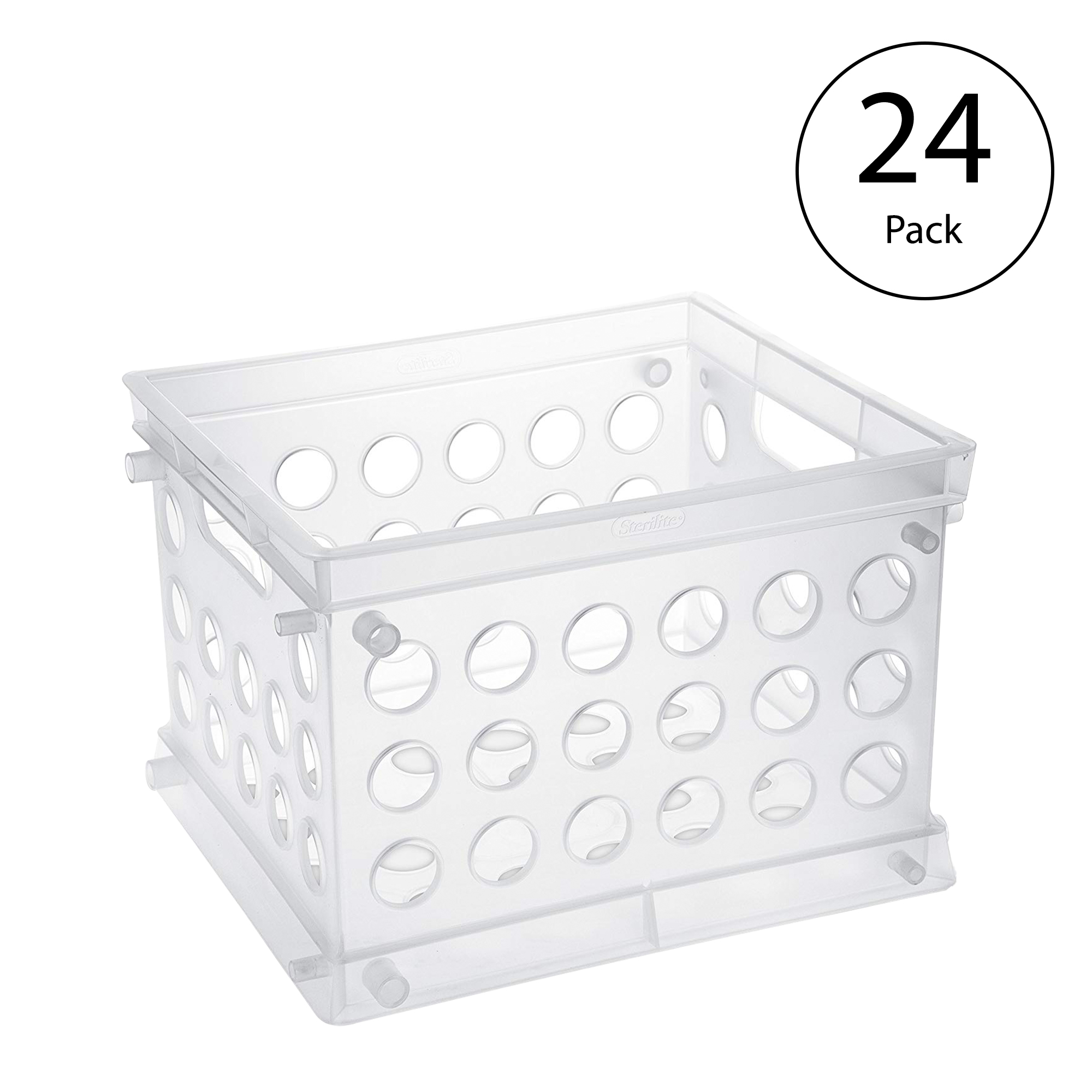 Sterilite Convenient Mini Square Small Storage Organizing Crate. Clear (24 Pack)
