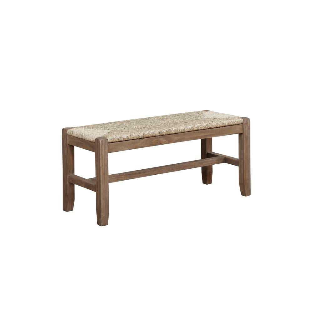 Alaterre Newport 40″ Wood Bench with Rush Seat. Brown