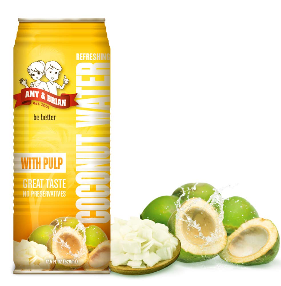 Amy & Brian Pure Coconut Water with Pulp. Non-GMO. No Sugar Added