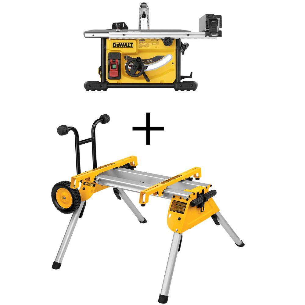 DEWALT DWE7485W7440 15 Amp Corded 8-1/4 in. Compact Jobsite Table Saw and Heavy-Duty Rolling Table Saw Stand