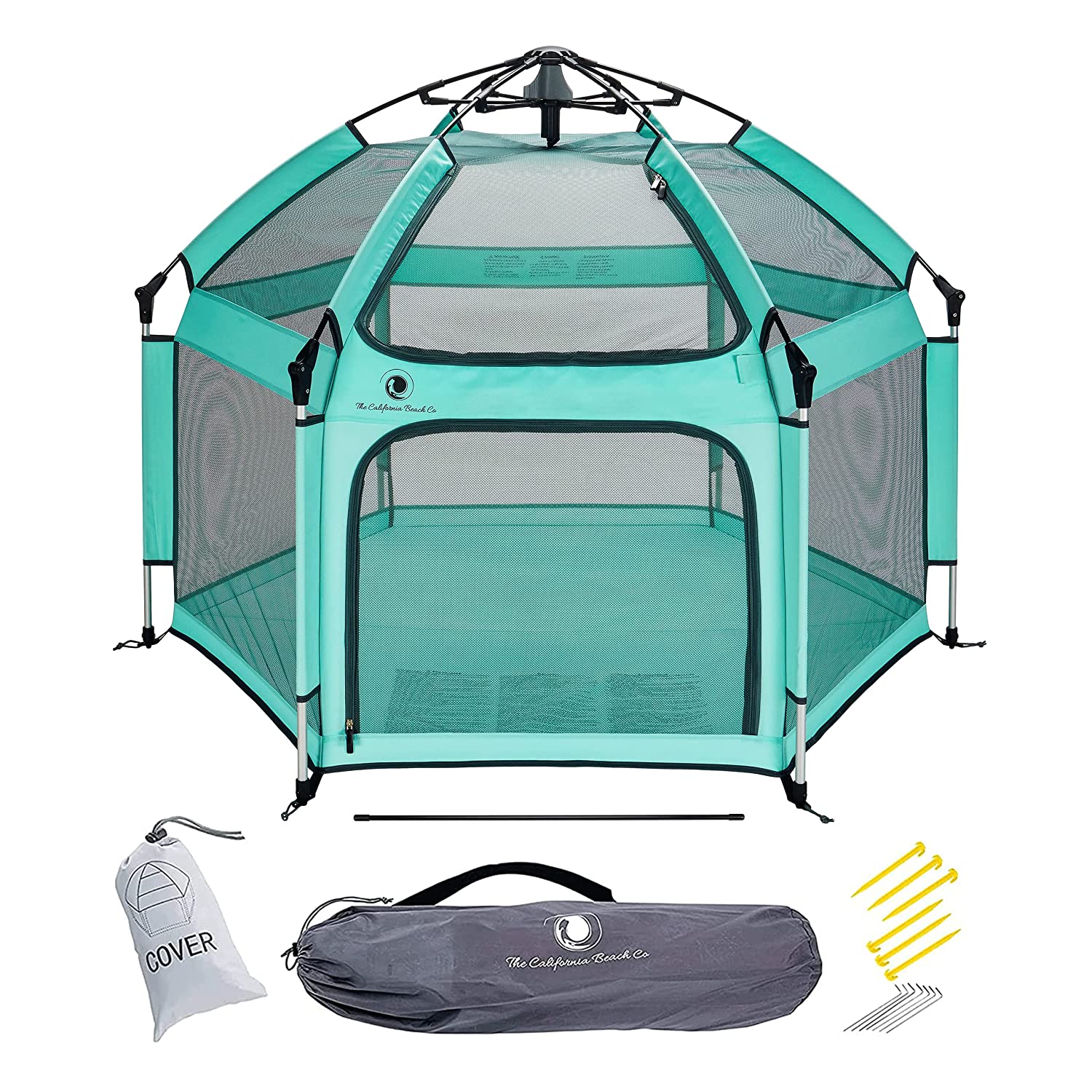 POP ‘N GO Premium Indoor and Outdoor Baby Playpen - Portable. Lightweight. Pop Up Pack and Play Toddler Play Yard w/Canopy and Travel Bag - Sweet Mint