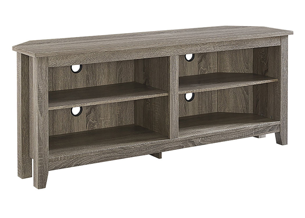 Woven Paths Transitional Corner TV Stand for TVs up to 65″. Driftwood