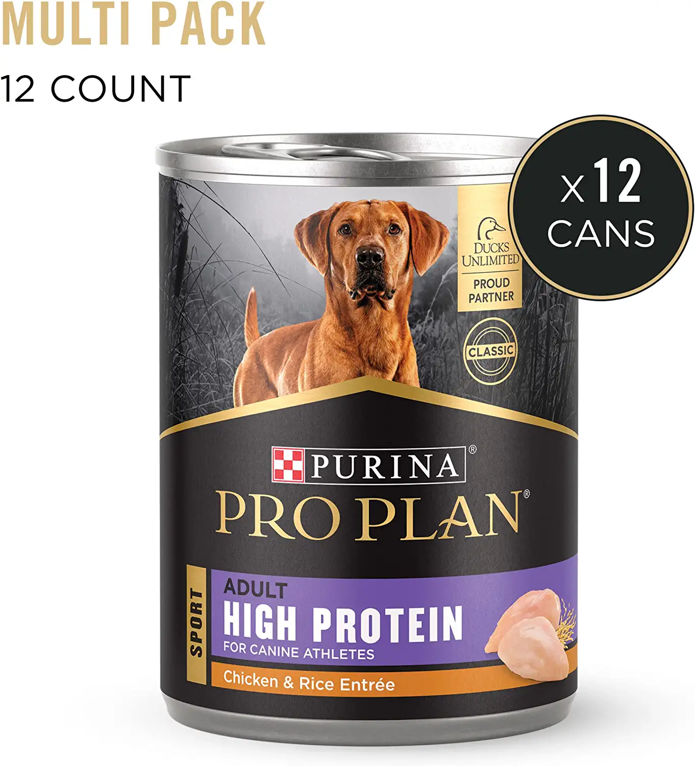 Purina Pro Plan Sport High Protein Chicken and Rice Entrée Wet Dog Food. 13-oz can. case of 12