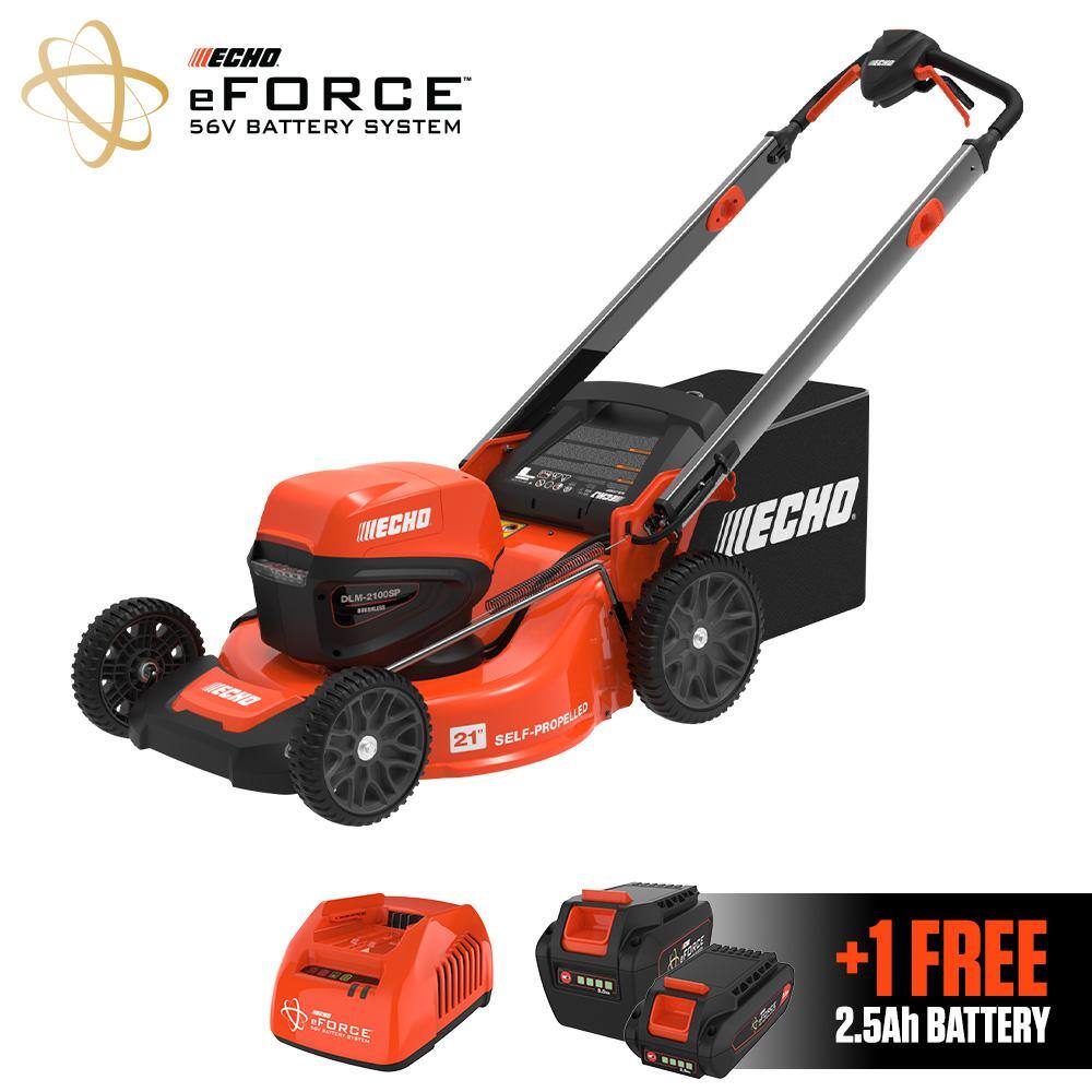 ECHO DLM-2100SPC2 eFORCE 56V 21 in. Cordless Battery Walk Behind Self-Propelled Lawn Mower with 5.0Ah Battery and Charger