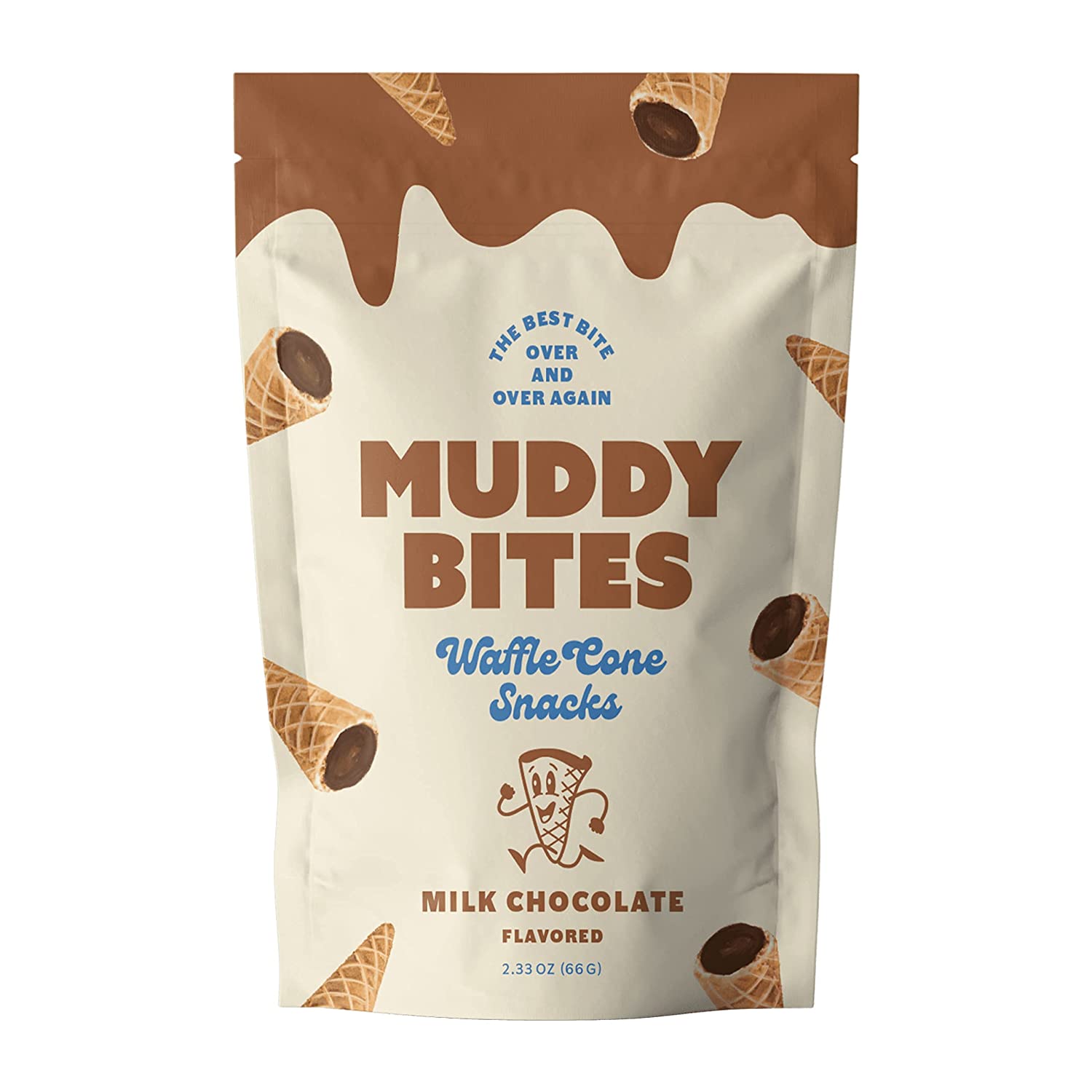 Muddy Bites Chocolate Filled Bite Size Waffle Cone Snack (Milk Chocolate. 5 Bags)
