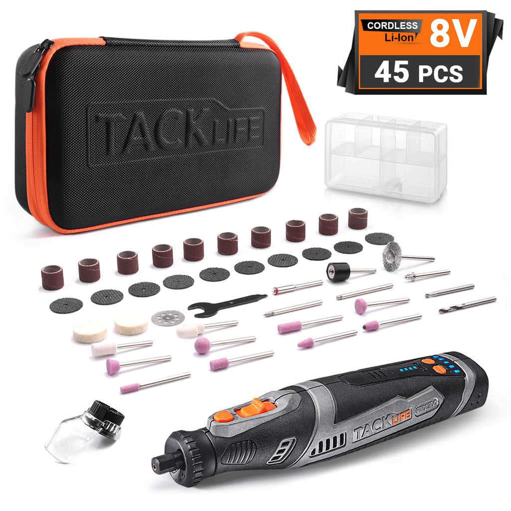 Tacklife Cordless Rotary Tool 8V Motor 2.0 Ah Li-Ion Battery. Long Endurance Power