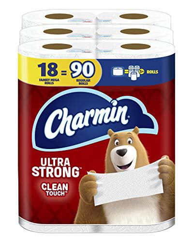 Charmin Ultra Strong Clean Touch Toilet Paper. 18 Family Mega Rolls. 90 Regular Rolls