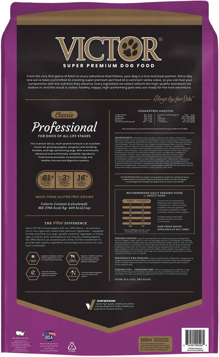 VICTOR Classic Professional Formula Dry Dog Food 50-lb bag