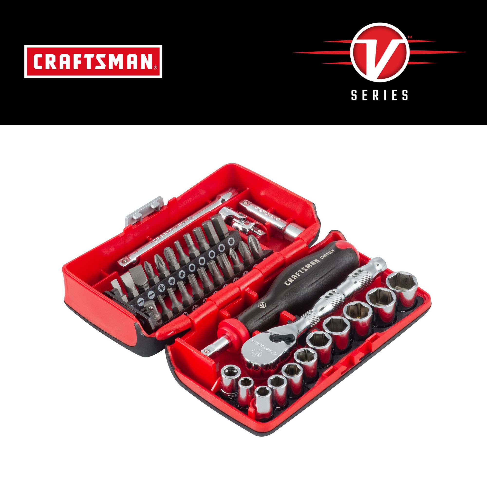 CRAFTSMAN V-Series 38-Piece Metric 1/4-in Drive 6-point Set Shallow Socket Set