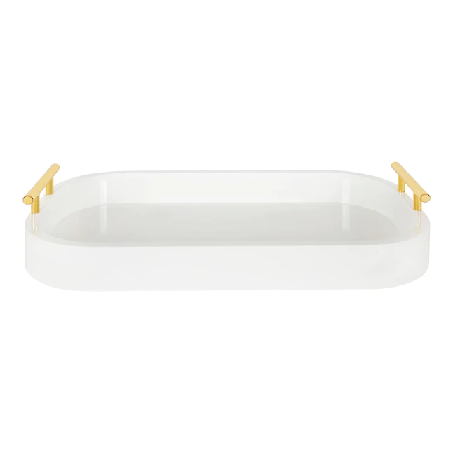Kate and Laurel  10-in x 18-in White Decorative Tray. Decorative Accent with Rounded Edges